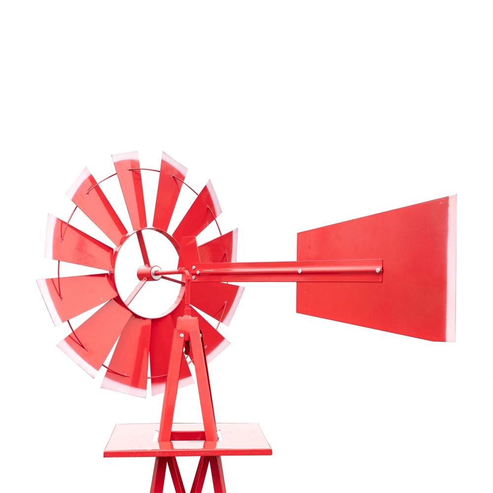 8FT Weather Resistant Yard Garden Windmill Red view 4