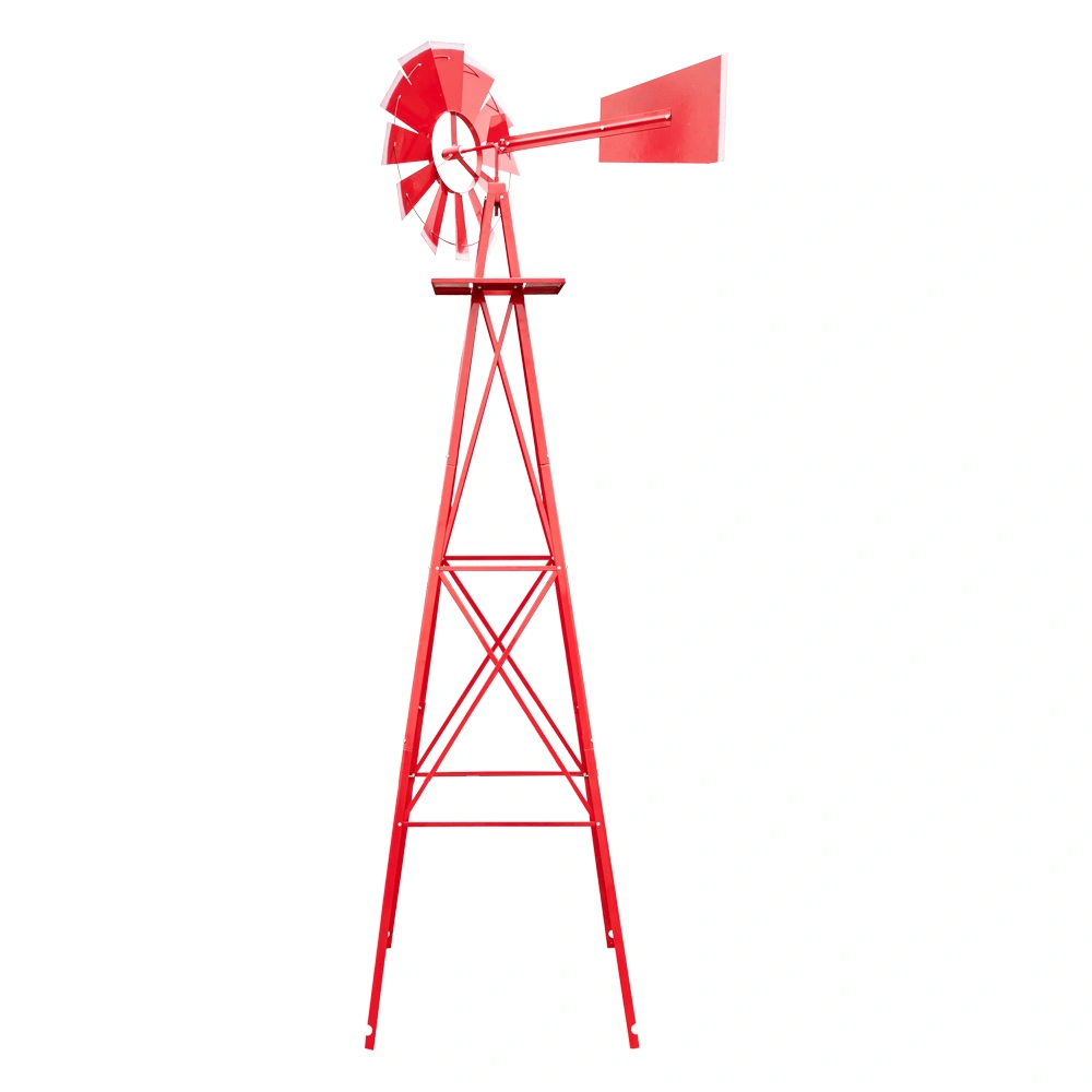 8FT Weather Resistant Yard Garden Windmill Red view 7