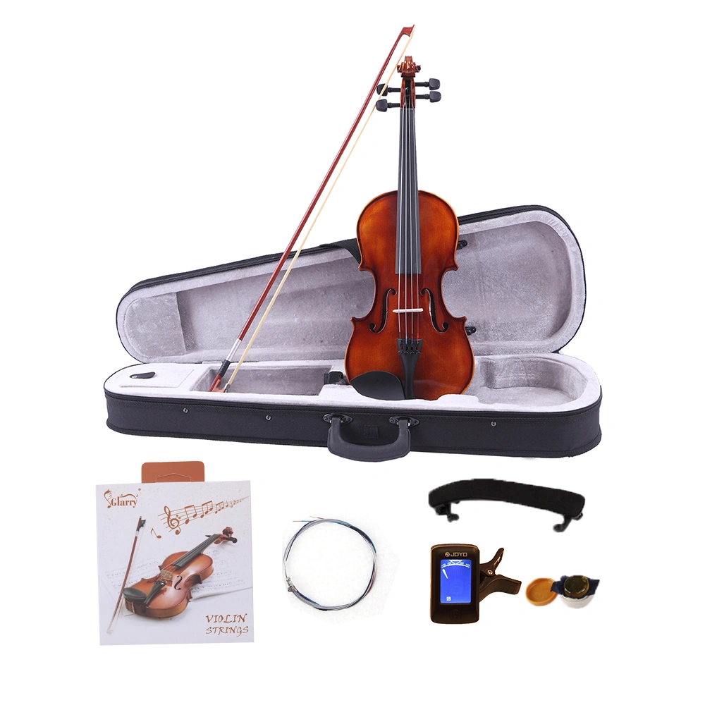 GV201 4/4 Classic Solid Wood Violin Case Bow Violin Strings Rosin Shoulder Rest Electronic Tuner view 13