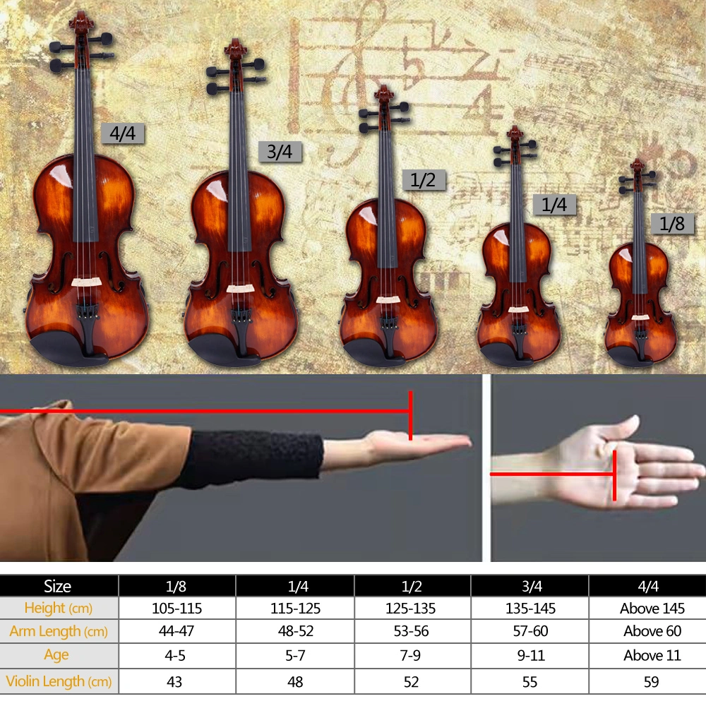GV201 4/4 Classic Solid Wood Violin Case Bow Violin Strings Rosin Shoulder Rest Electronic Tuner view 9