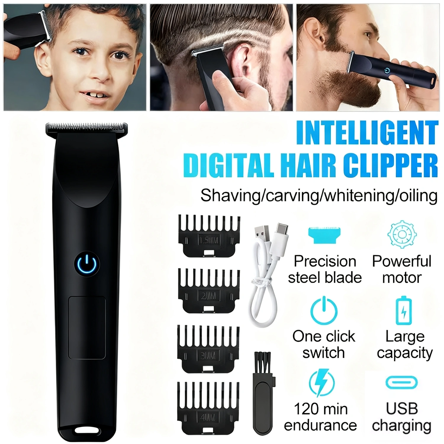 Men Pro Electric Hair Clippers Beard Trimmer Cutting Barber Shaving Machine Black view 8