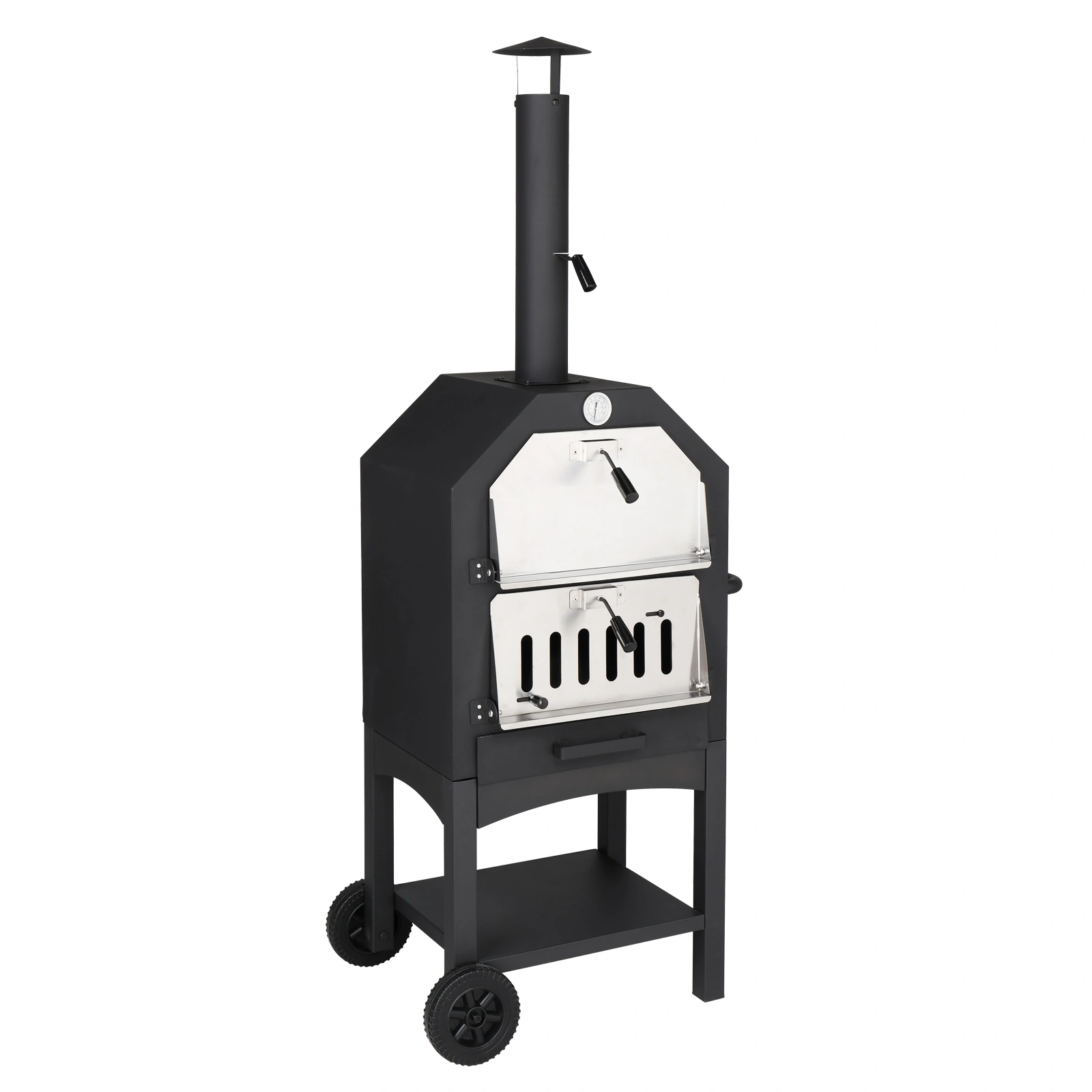 Outdoor Wood Fired Pizza Oven with Pizza Stone, Peel & Grill Rack, Backyard Camping view 3