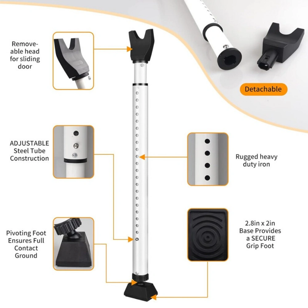 Door Jammer Security Bar Adjustable Non Slip Patio Door Brace Lock for Home Safety view 3
