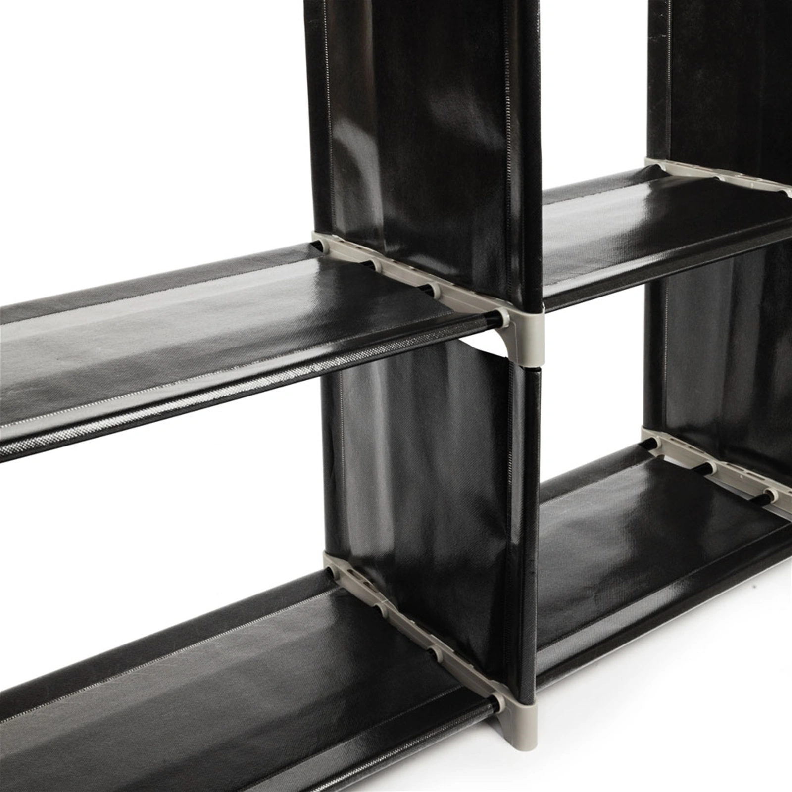 Multifunctional Assembled 3 Tiers 6 Compartments Storage Shelf Black view 8