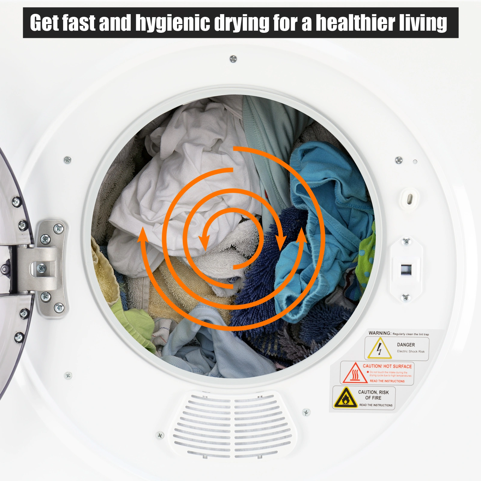 GYM25-78 Compact Portable Household clothes Dryer 1.6cuft with Stainless Steel Drum Black and White 120V MECHANICAL Control ETL Certification view 26