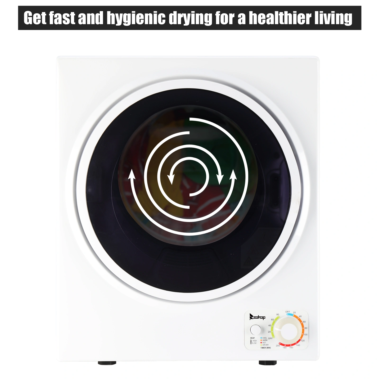 GYM25-78 Compact Portable Household clothes Dryer 1.6cuft with Stainless Steel Drum Black and White 120V MECHANICAL Control ETL Certification view 27