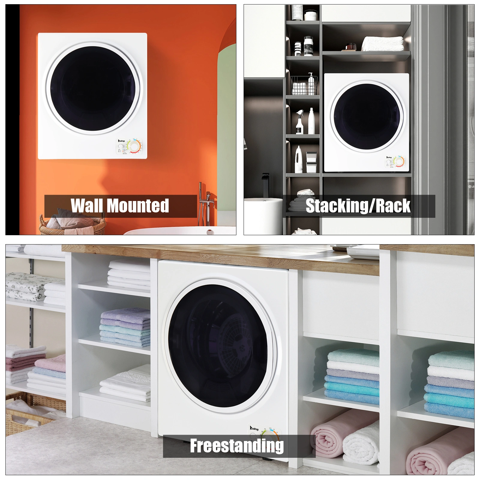 GYM25-78 Compact Portable Household clothes Dryer 1.6cuft with Stainless Steel Drum Black and White 120V MECHANICAL Control ETL Certification view 39