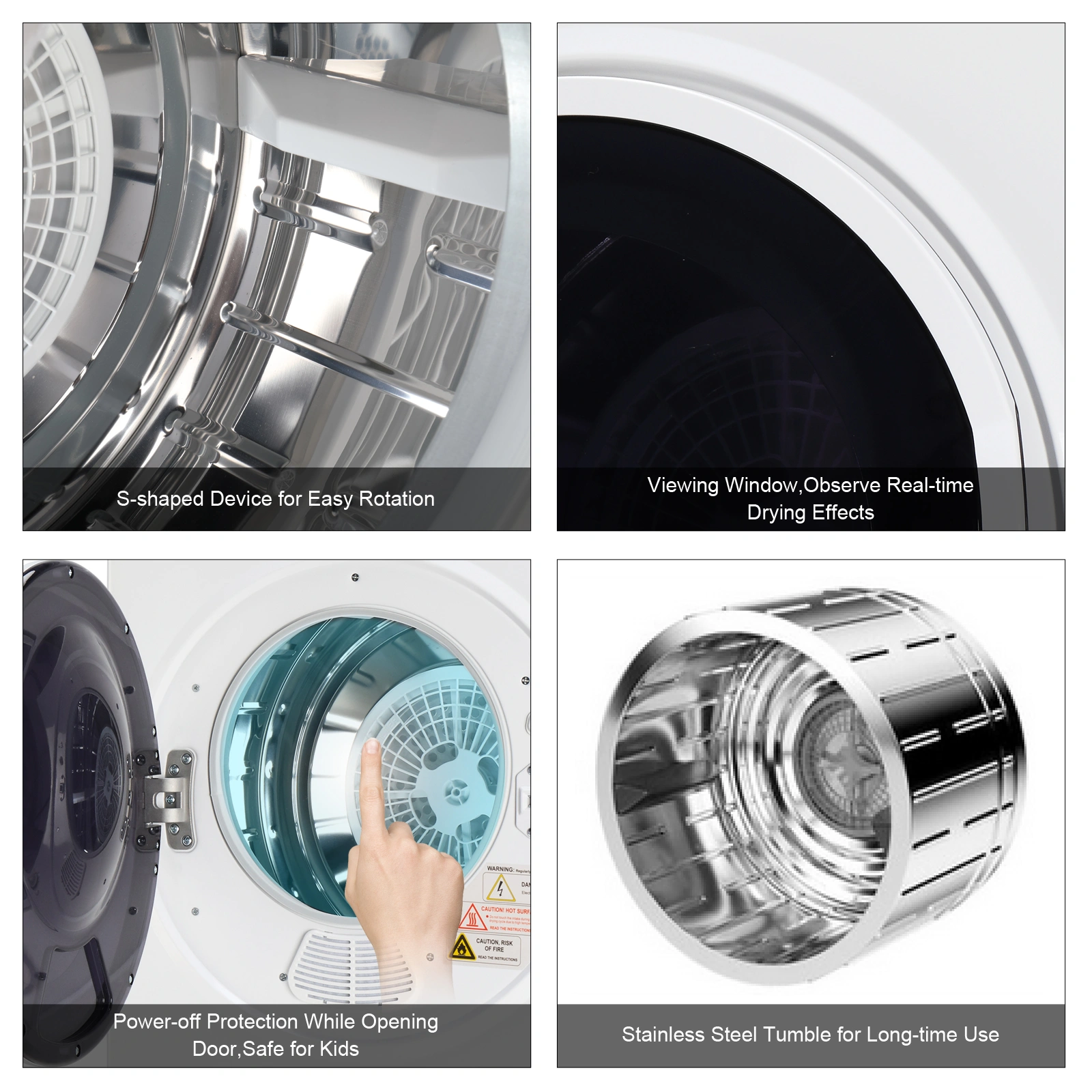 GYM25-78 Compact Portable Household clothes Dryer 1.6cuft with Stainless Steel Drum Black and White 120V MECHANICAL Control ETL Certification view 42