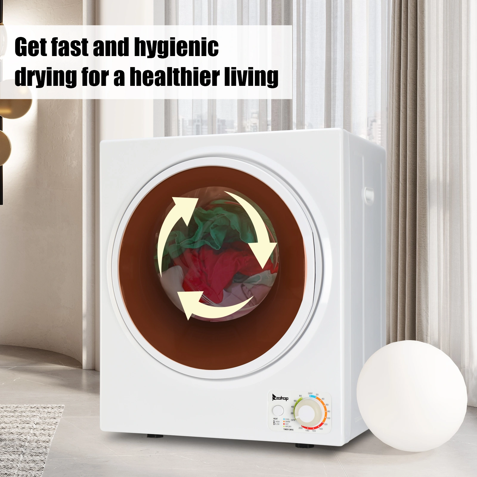 GYM25-78 Compact Portable Household clothes Dryer 1.6cuft with Stainless Steel Drum Black and White 120V MECHANICAL Control ETL Certification view 44