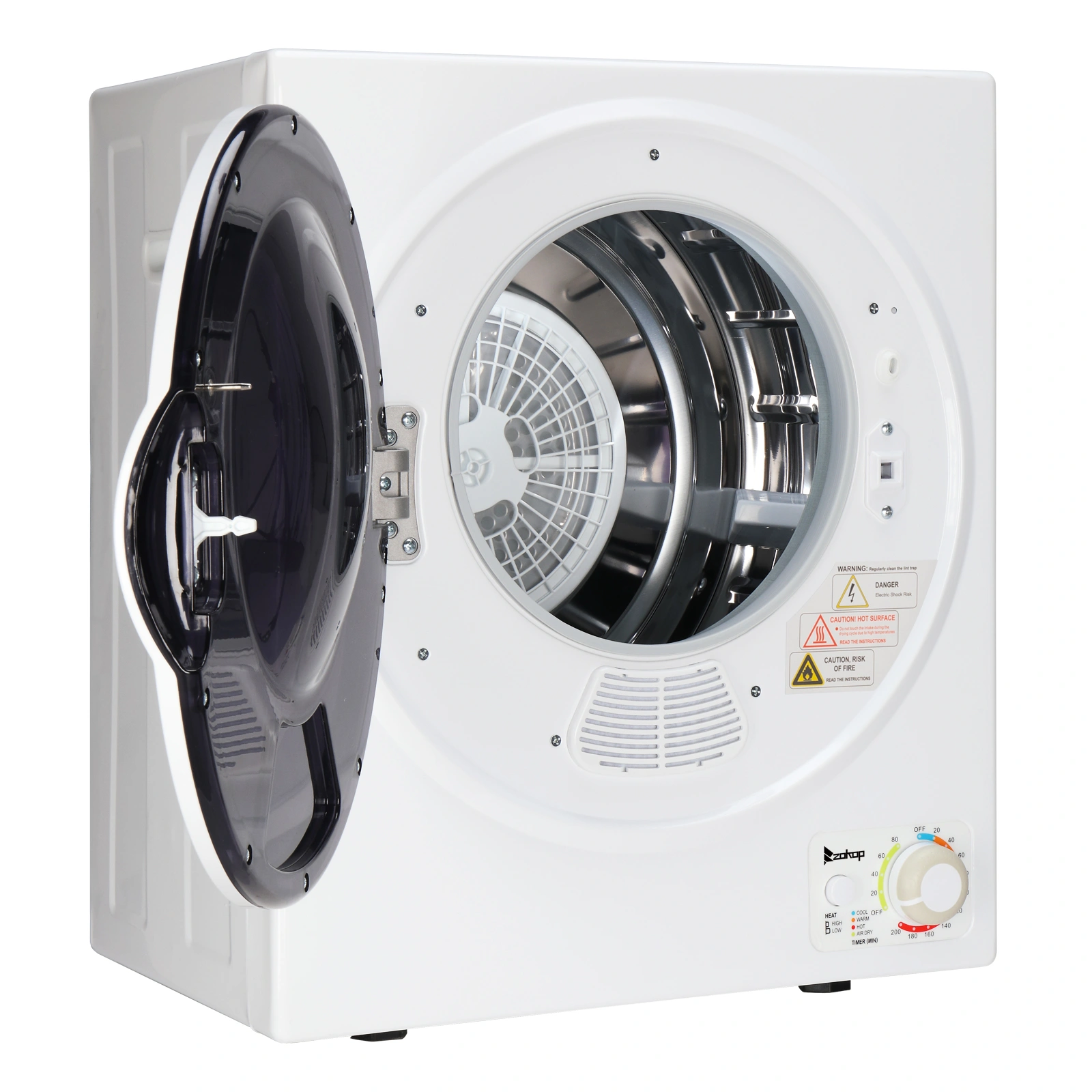 GYM25-78 Compact Portable Household clothes Dryer 1.6cuft with Stainless Steel Drum Black and White 120V MECHANICAL Control ETL Certification view 7