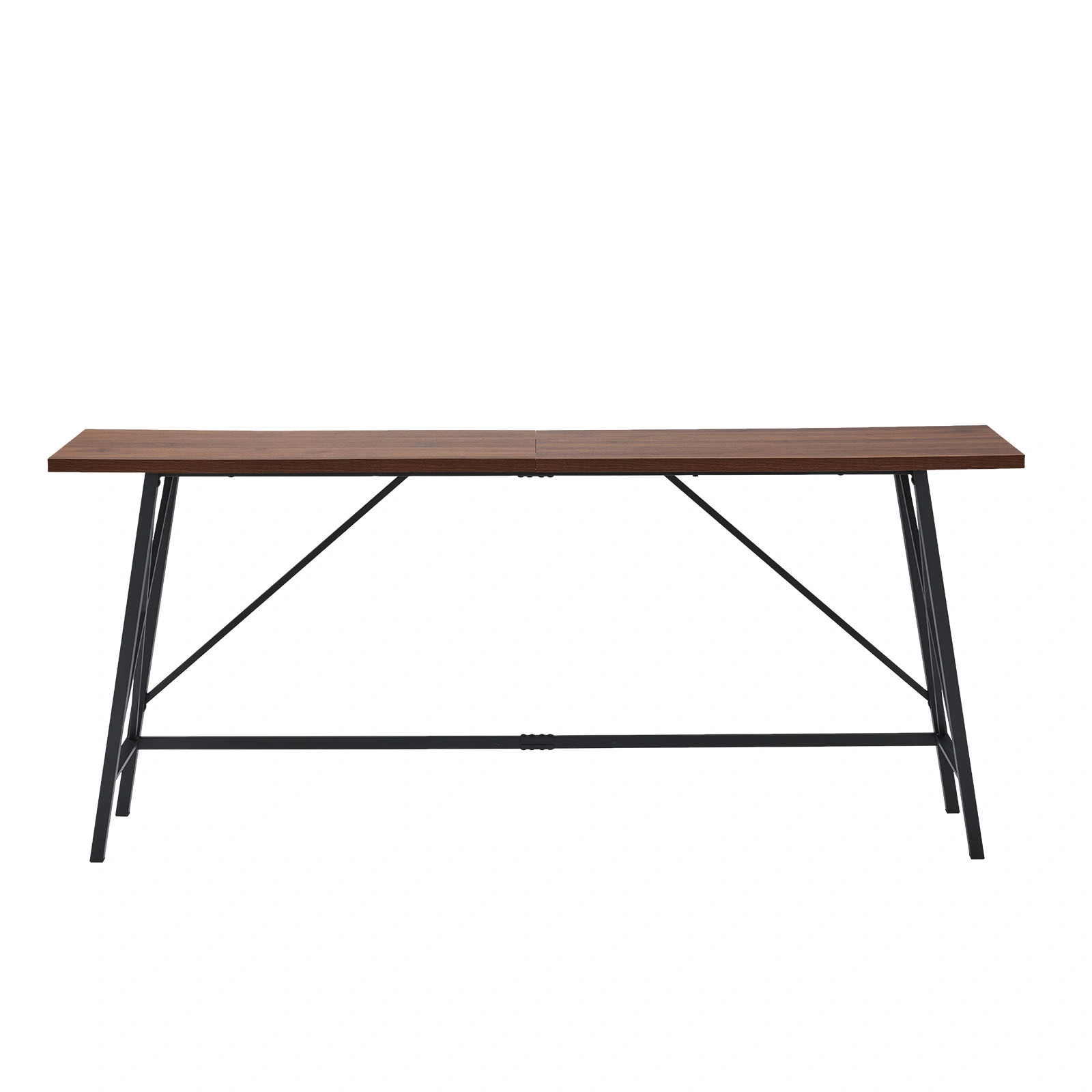 Industrial 5-Piece Bar Table Set with 4 Swivel Stools, 83.8" Height, Brown 3cm Thick Wood Top, Black Metal Frame, PU Adjustable Bar Stools for Home Bar & Pub view 2