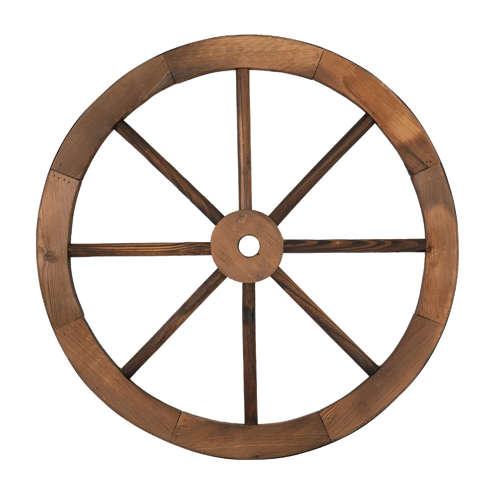 2pcs 24-Inch Old Western Style Garden Art Wall Decor Wooden Wagon Wheel Brown view 6