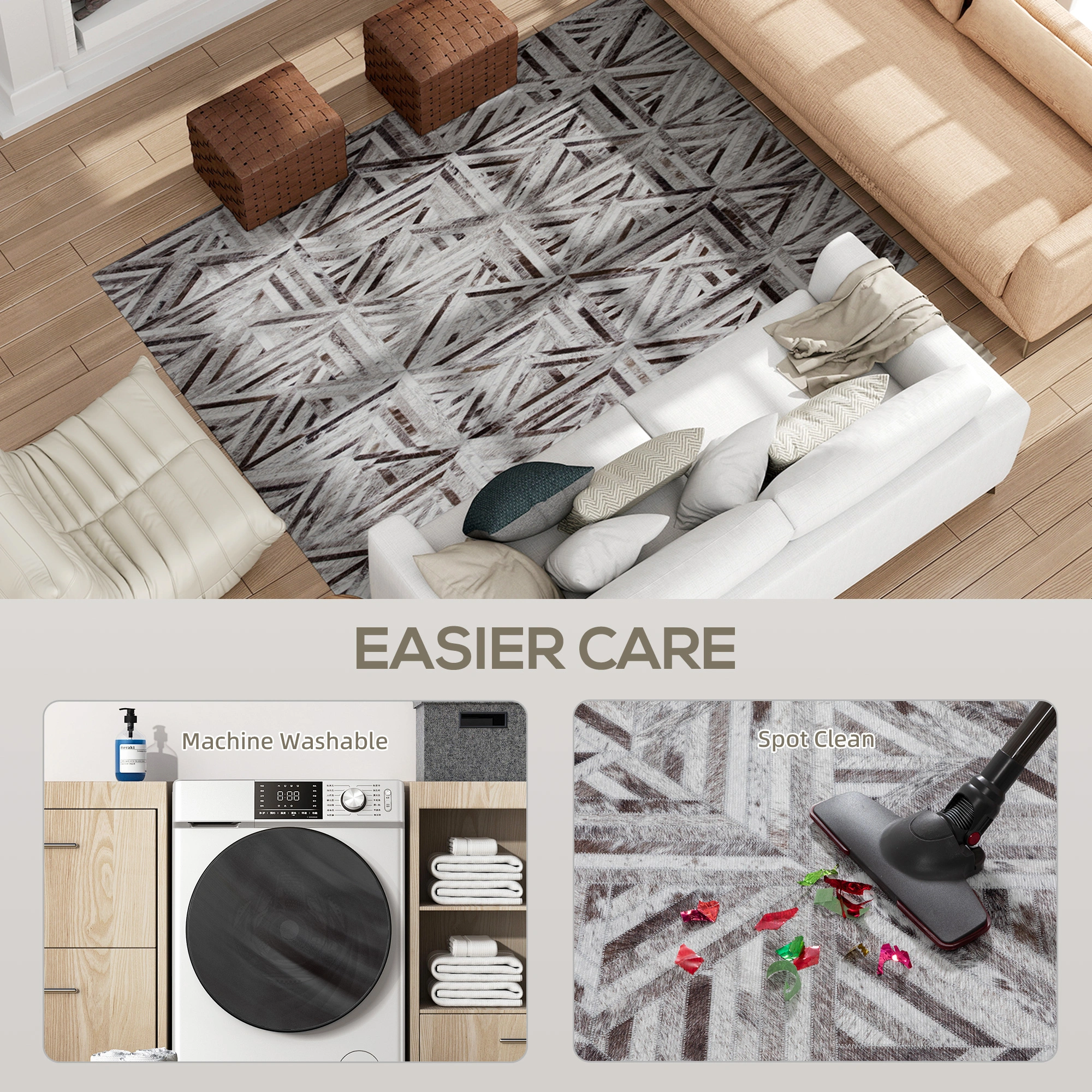Soft Plush Area Rug for Living Room Bedroom, Non-Slip Floor Mat Decorative Carpet view 5