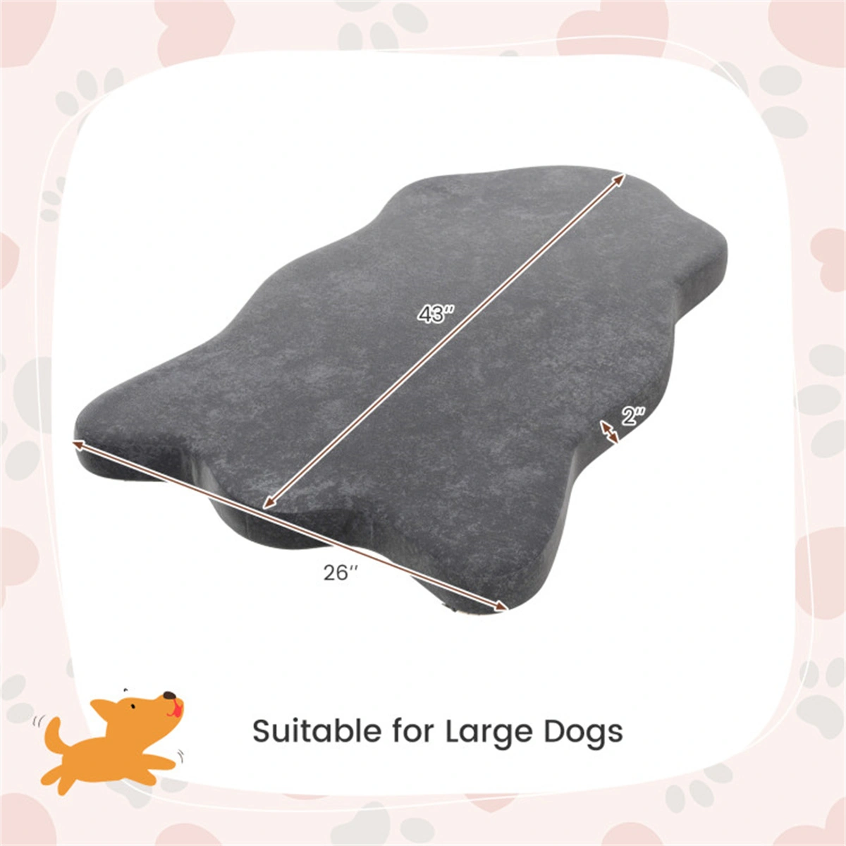 43 Inch Orthopedic Dog Bed for Large Dogs - Memory Foam Pet Bed with Removable Washable Cover view 2