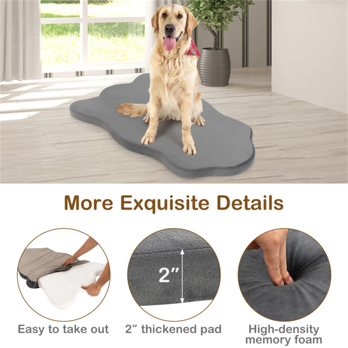 43 Inch Orthopedic Dog Bed for Large Dogs - Memory Foam Pet Bed with Removable Washable Cover view 6