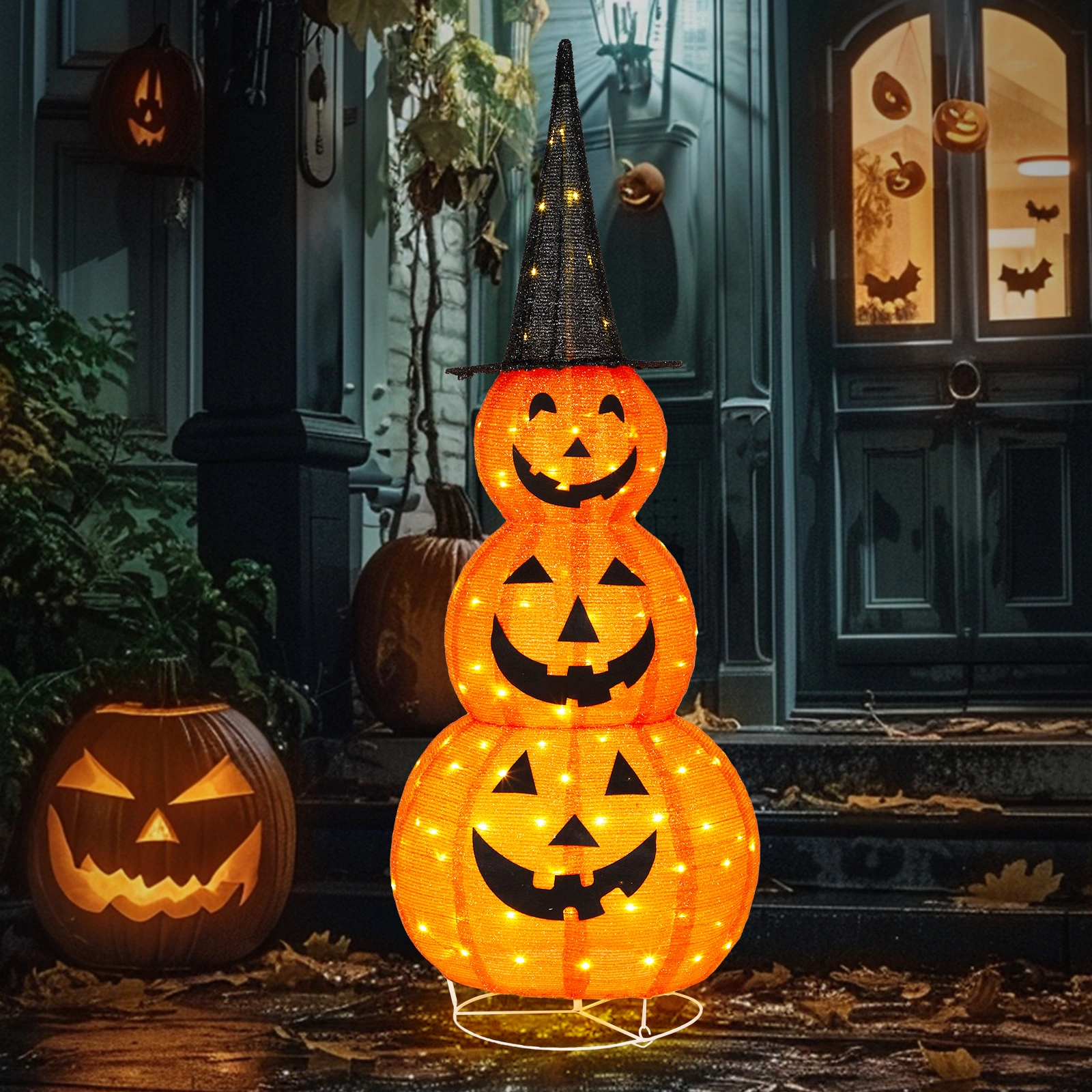 5ft Halloween Collapsible Pumpkin Decoration with 100 LED Lights view 9
