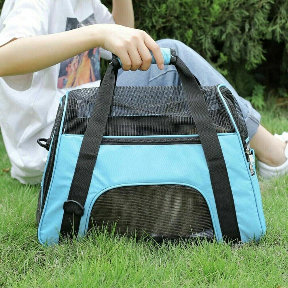 Large Pet Carrier Bag Portable Soft Fabric Folding Dog Cat Travel Carrier Backpack - Black view 4