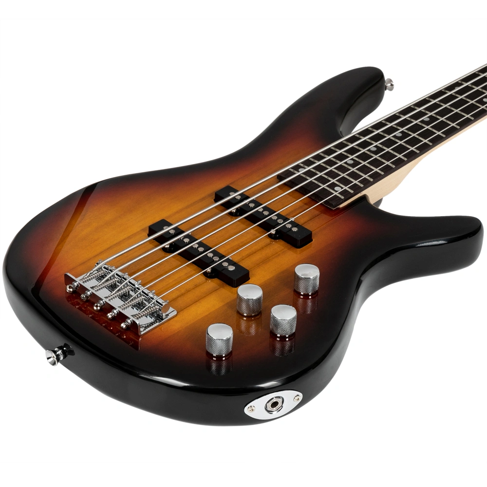 GIB 5 String Full Size Electric Bass Guitar SS Pickups and Amp Kit for The Experienced Player Sunset Color view 18