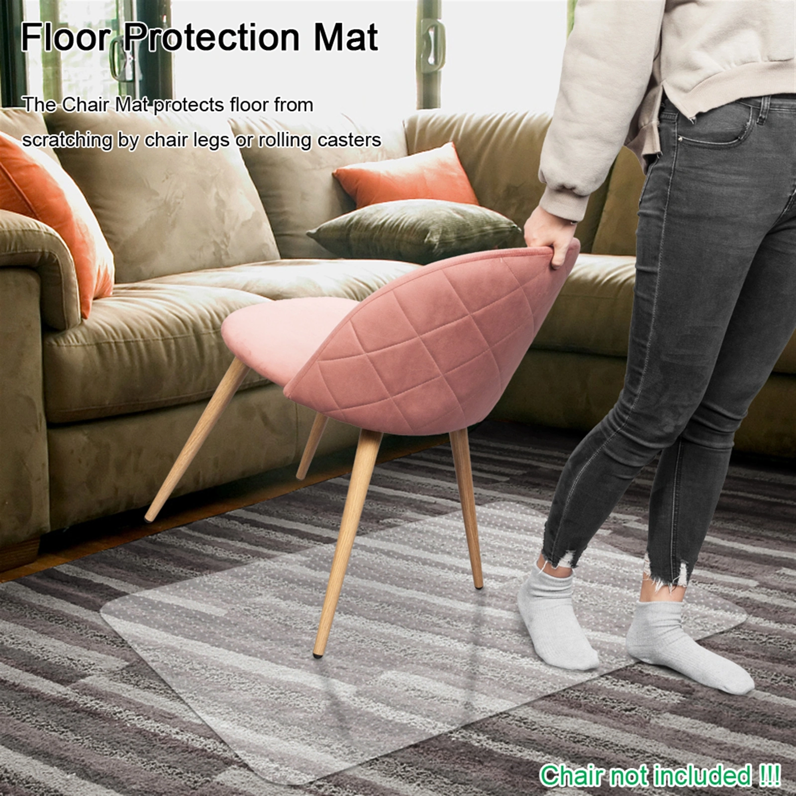 PVC Rectangle Floor Protection Mat Chair Mat with Nail Transparent view 17