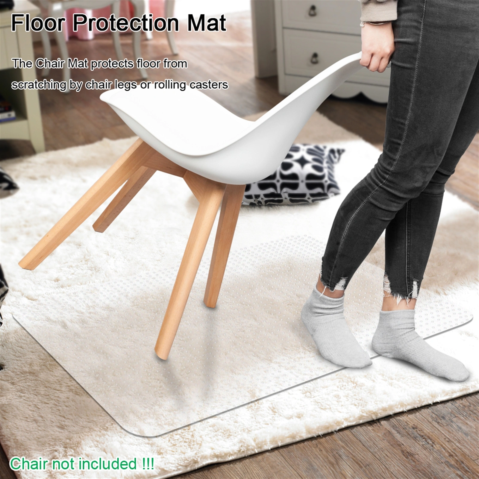 PVC Rectangle Floor Protection Mat Chair Mat with Nail Transparent view 18