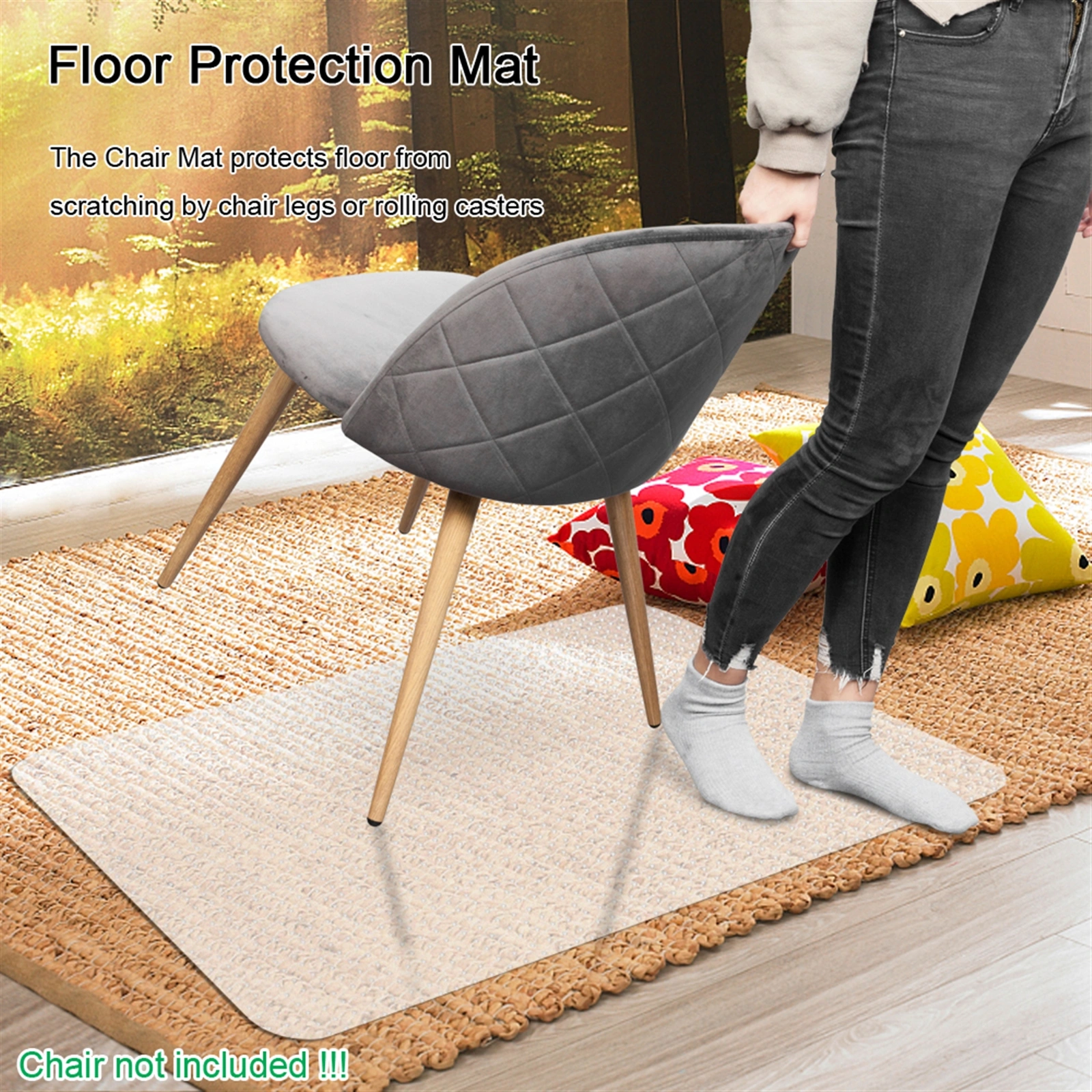 PVC Rectangle Floor Protection Mat Chair Mat with Nail Transparent view 20
