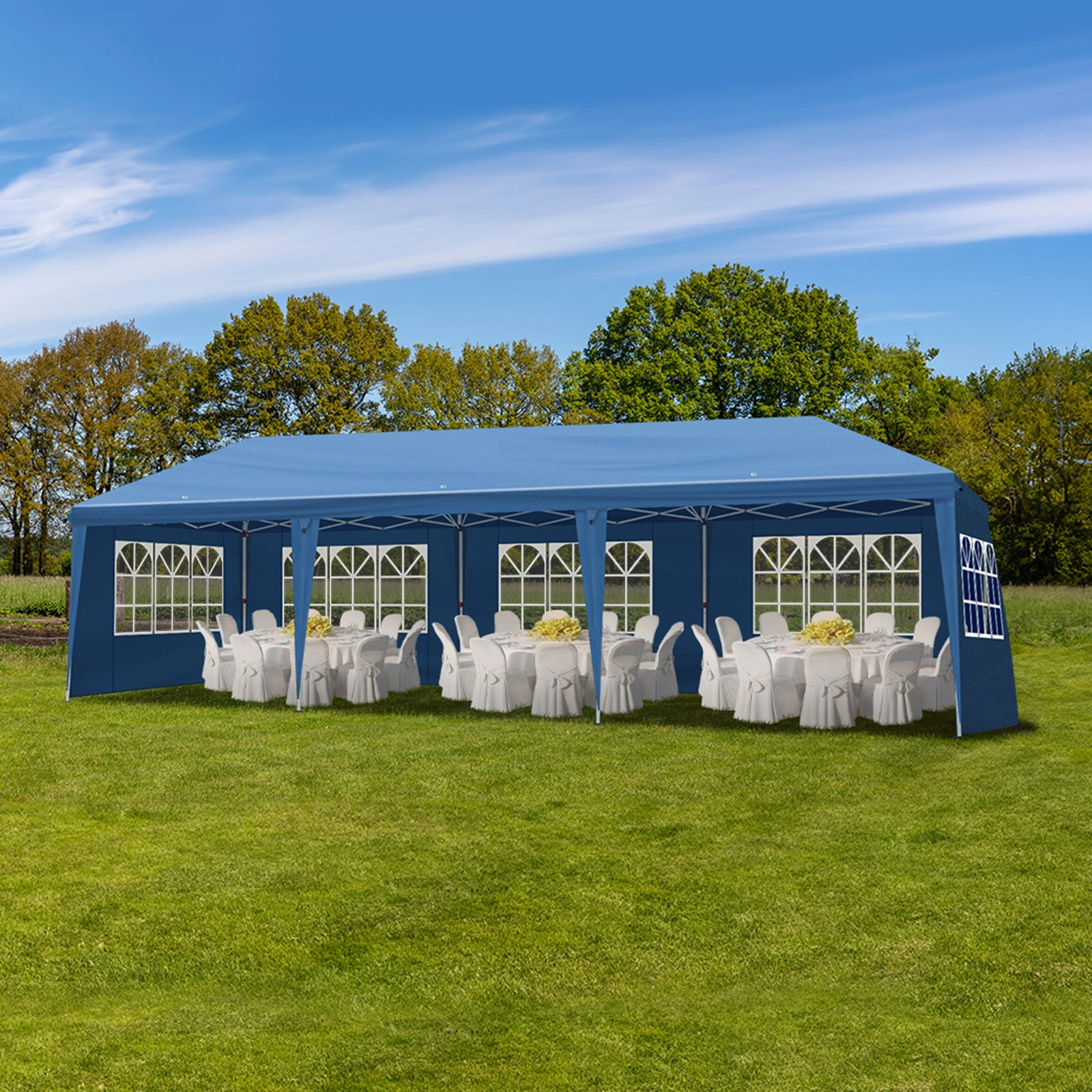 10x30ft Pop Up Canopy Tent, Portable Instant Canopy with 8 Sidewalls, Outdoor Event Canopy for Party Wedding Birthday, Blue view 19