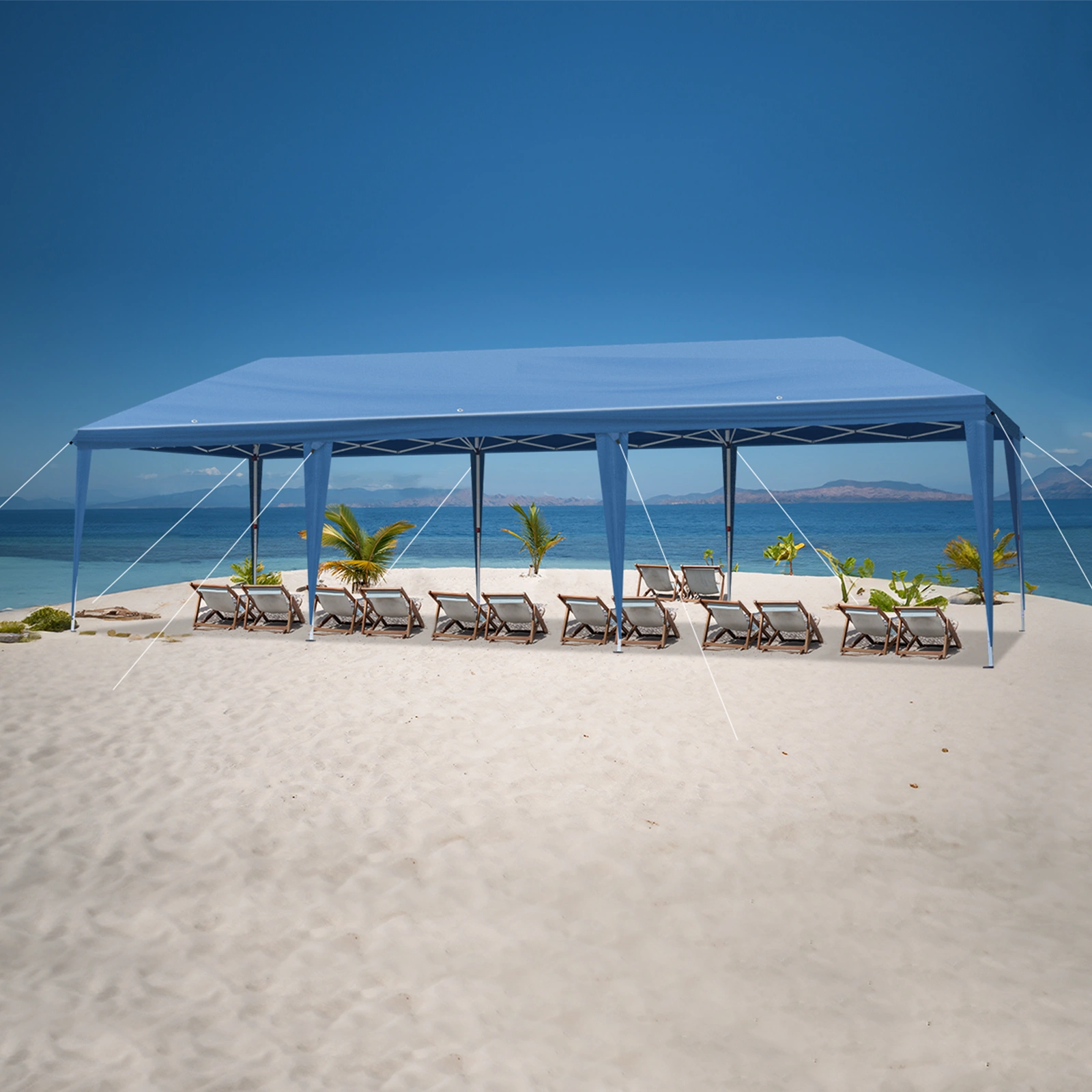 10x30ft Pop Up Canopy Tent, Portable Instant Canopy with 8 Sidewalls, Outdoor Event Canopy for Party Wedding Birthday, Blue view 24
