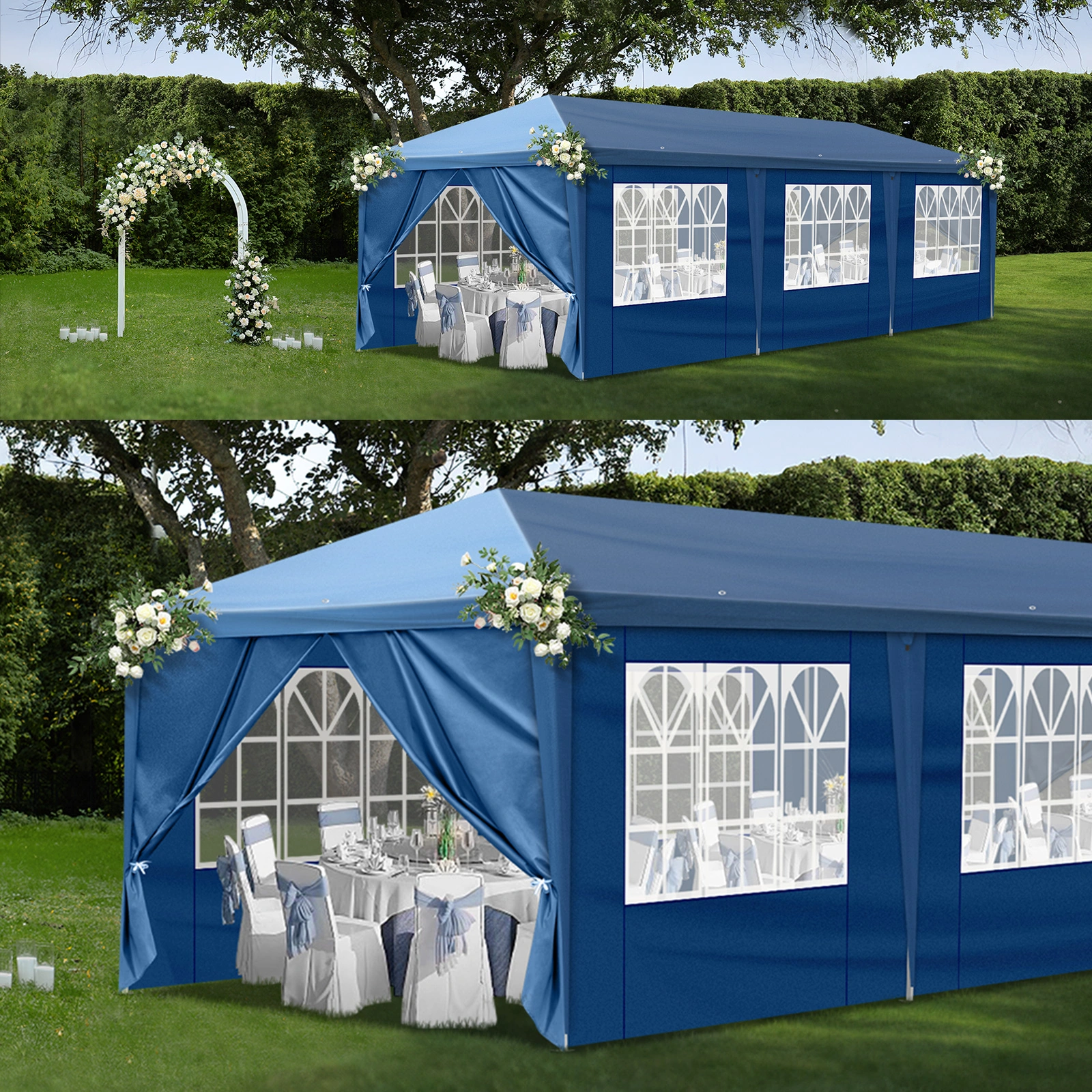 10x30ft Pop Up Canopy Tent, Portable Instant Canopy with 8 Sidewalls, Outdoor Event Canopy for Party Wedding Birthday, Blue view 28