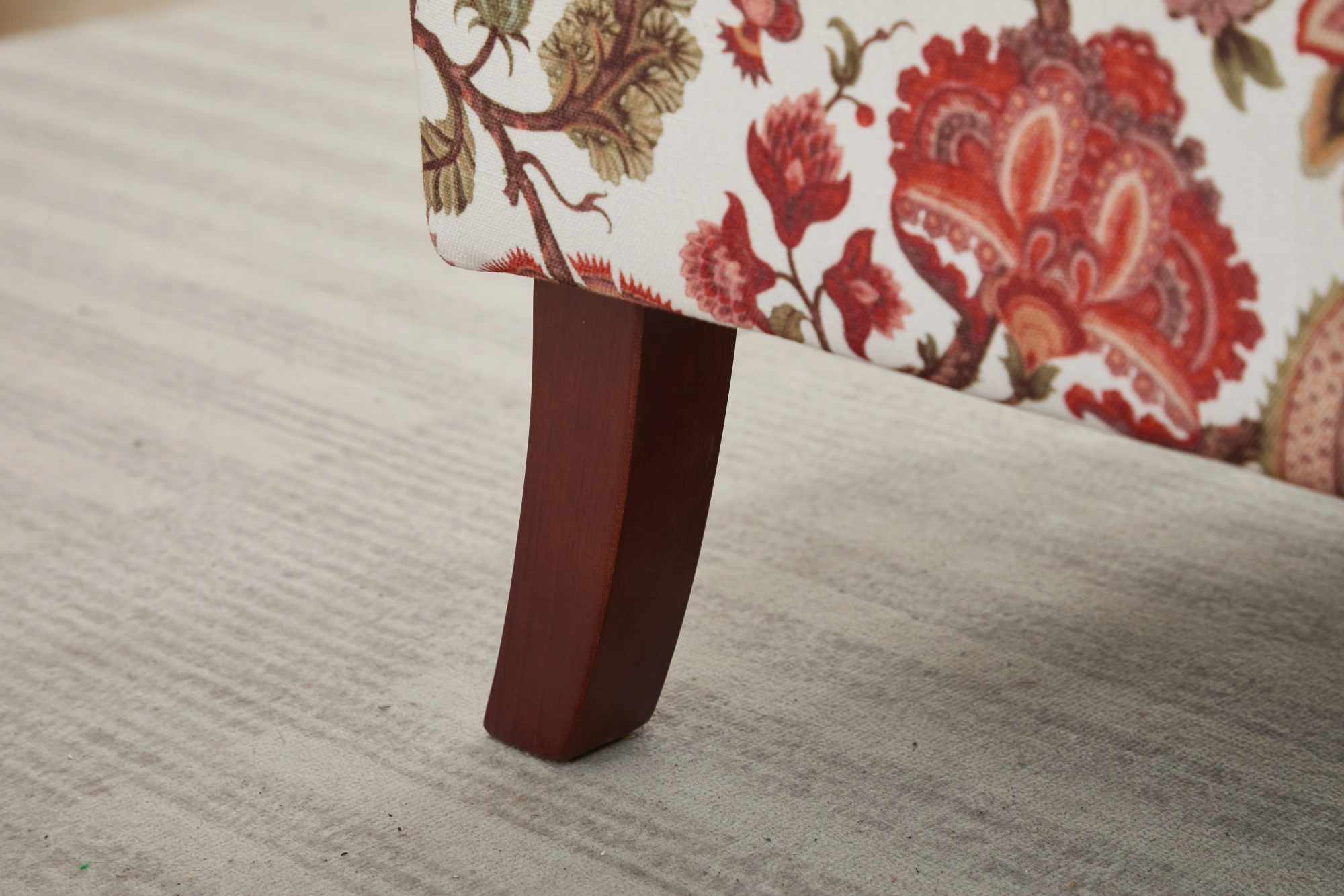 Modern Accent Chair with Retro Wood Legs, Comfy Upholstered Armchair, Floral Design Single Sofa Chair for Living Room Bedroom Office - Floral Red view 24
