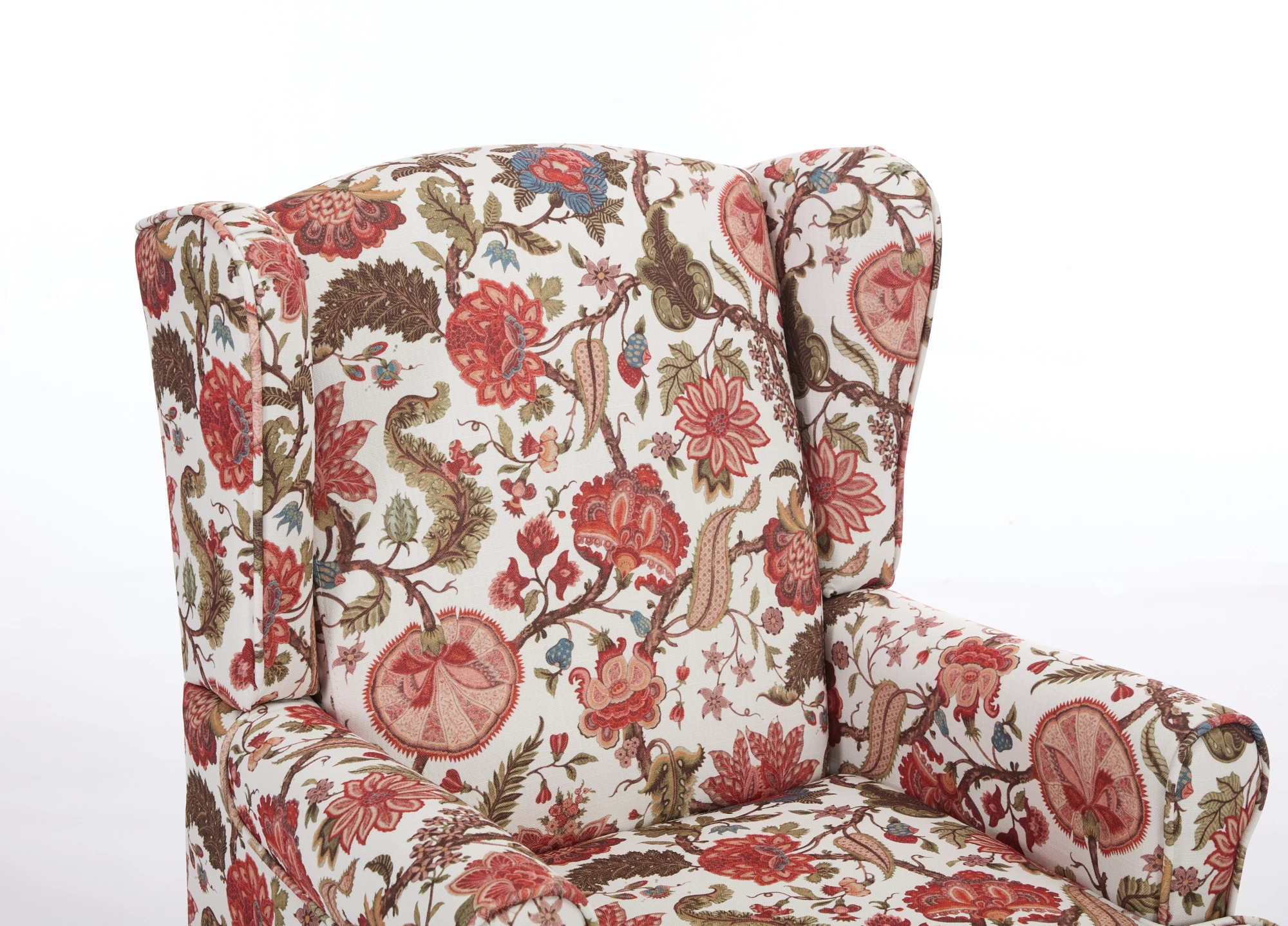 Modern Accent Chair with Retro Wood Legs, Comfy Upholstered Armchair, Floral Design Single Sofa Chair for Living Room Bedroom Office - Floral Red view 29