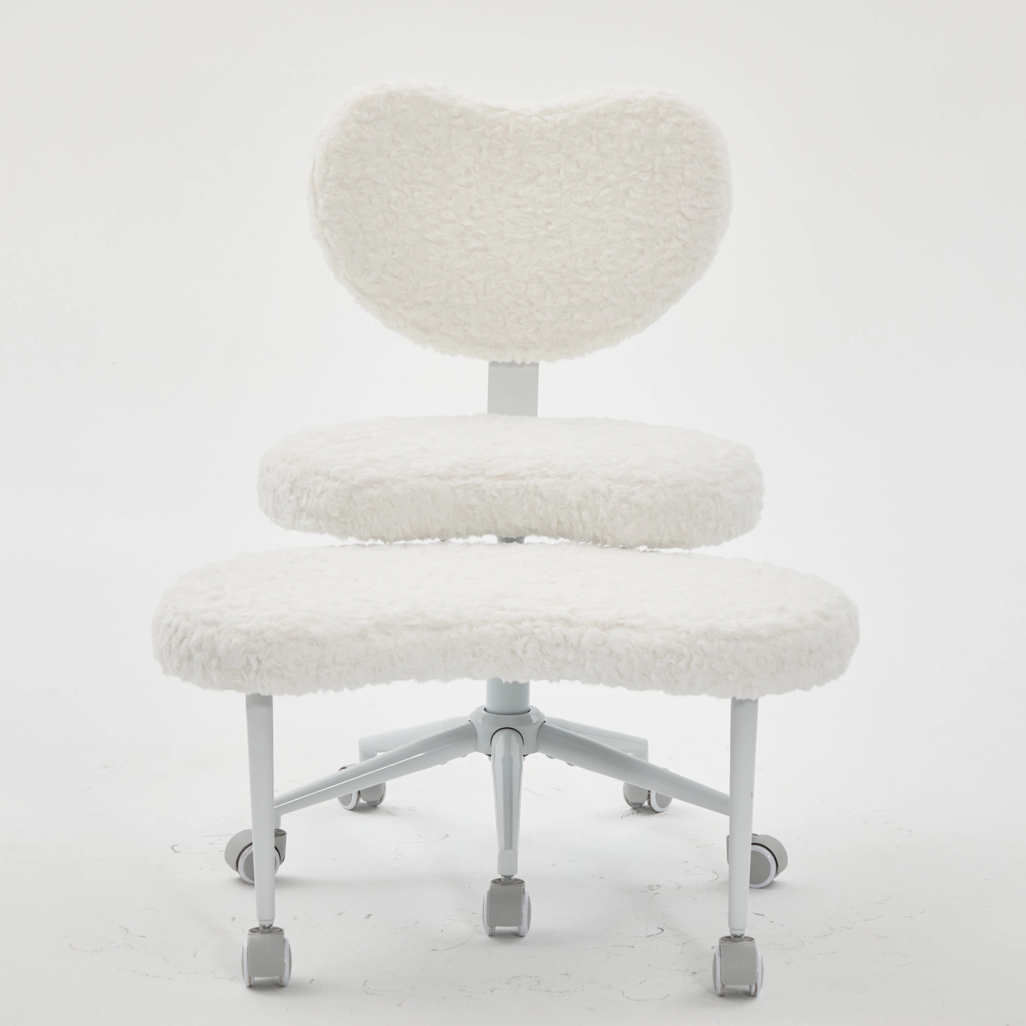 Artificial rabbit hair Meditation Chair Plus, Cross Legged Chair with Wheels, ADHD Chair, Criss Cross Desk Chair with Lumbar Support and Adjustable Stool, Flexible Design for Fidgety Sitters, Beige view 16