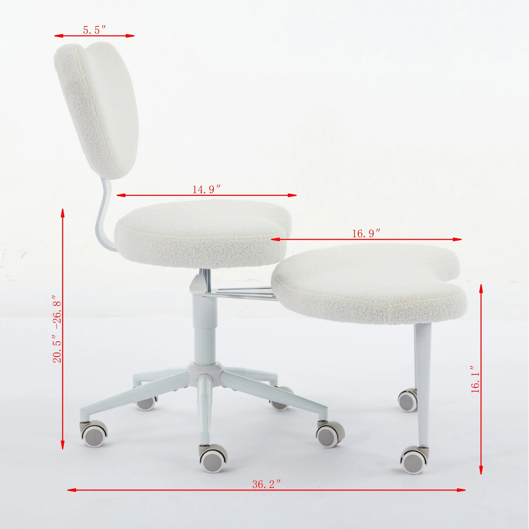 Artificial rabbit hair Meditation Chair Plus, Cross Legged Chair with Wheels, ADHD Chair, Criss Cross Desk Chair with Lumbar Support and Adjustable Stool, Flexible Design for Fidgety Sitters, Beige view 26