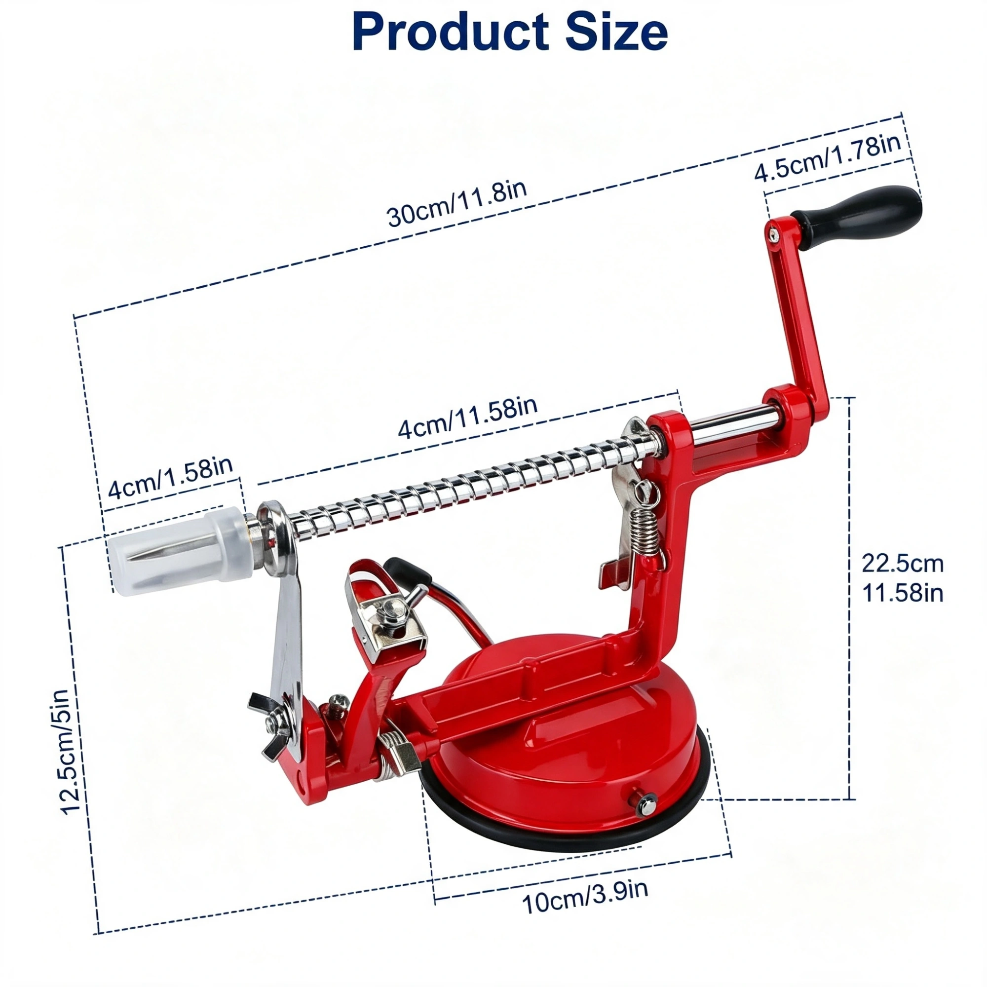 3‑in‑1 Fruit Peeler, 3‑in‑1 Apple Peeler Slicer Corer,Apple Slicer Corer with Suction Base, Zinc Alloy and Stainless‑Steel Blade for Kitchen Fruit Processing view 8