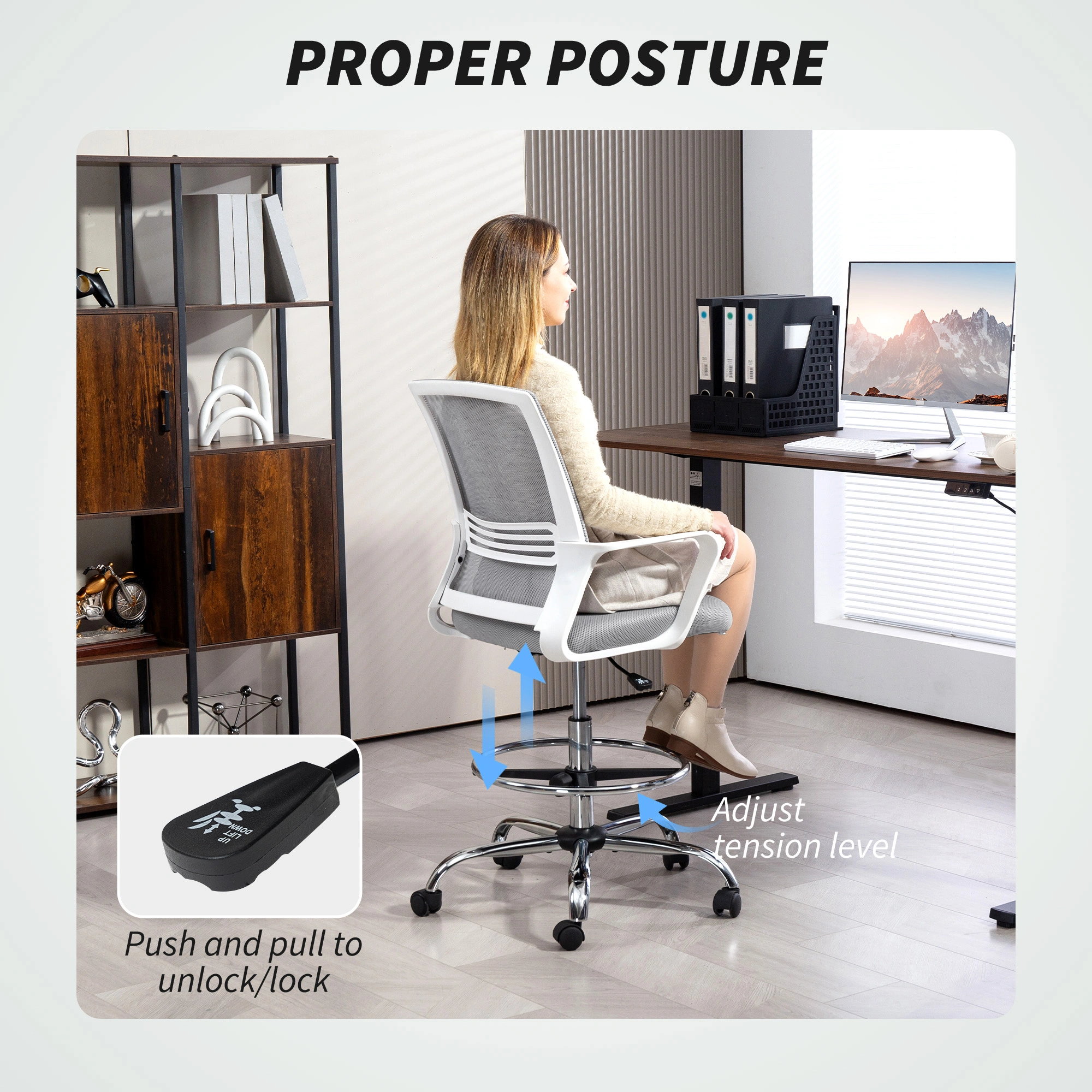 Massage Office Chair Ergonomic Executive Swivel Computer Desk Chair with Lumbar Support, High Back PU Leather view 2