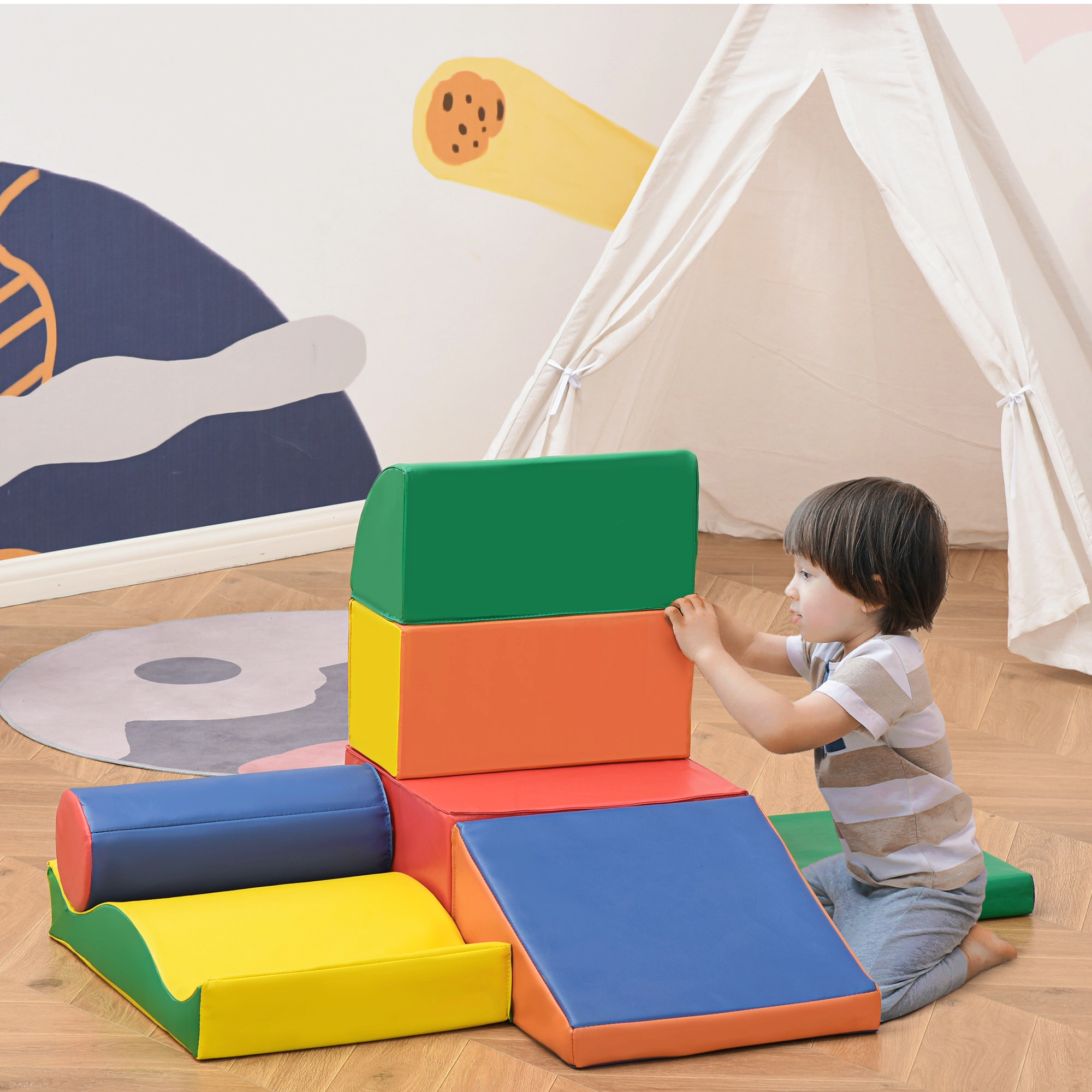 Kids Soft Play Equipment - Foam Puzzle Gym Mat Set for Toddlers Indoor Outdoor Activity