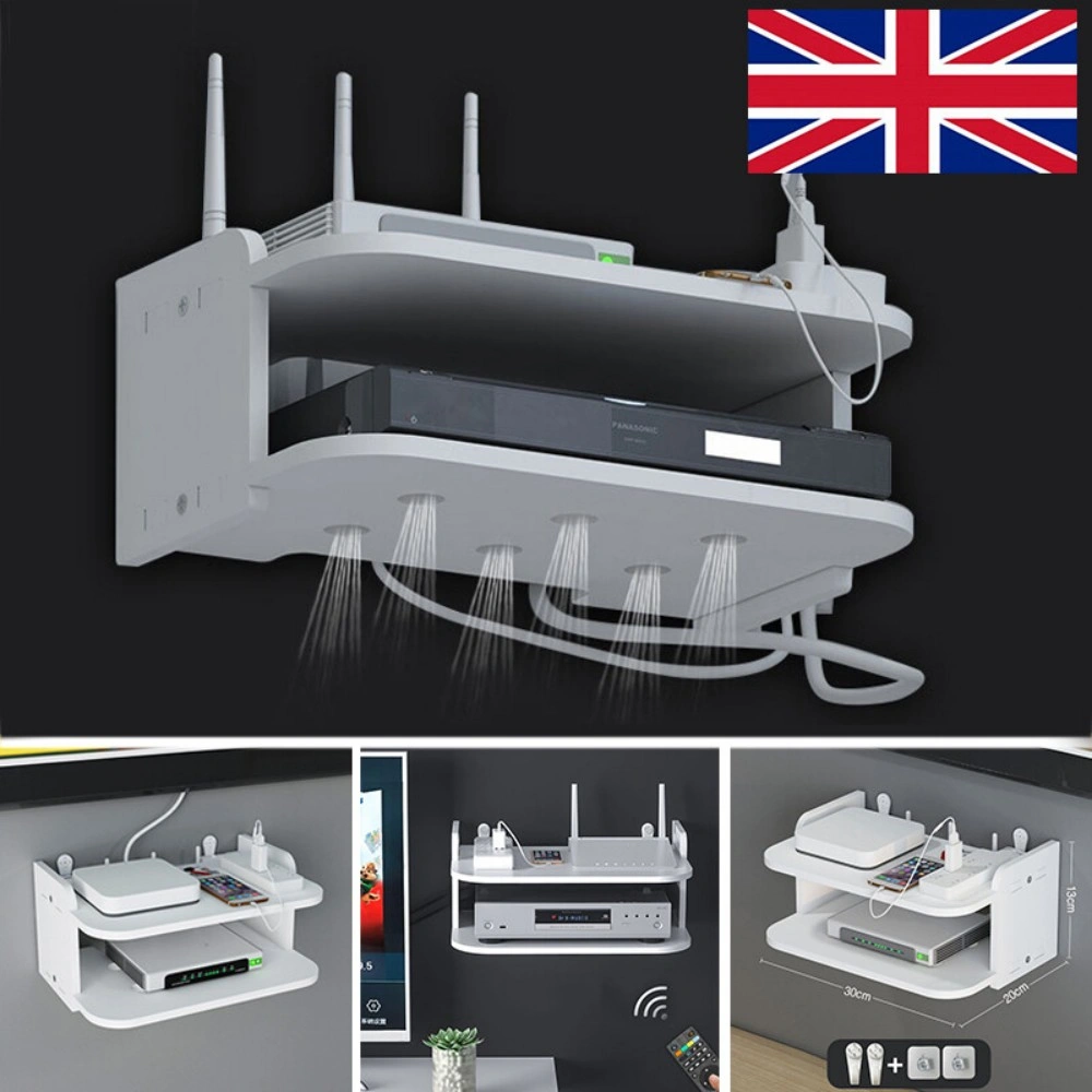 Wall Mount Router Storage Rack Shelf for TV Sky Box CD DVD Game Console