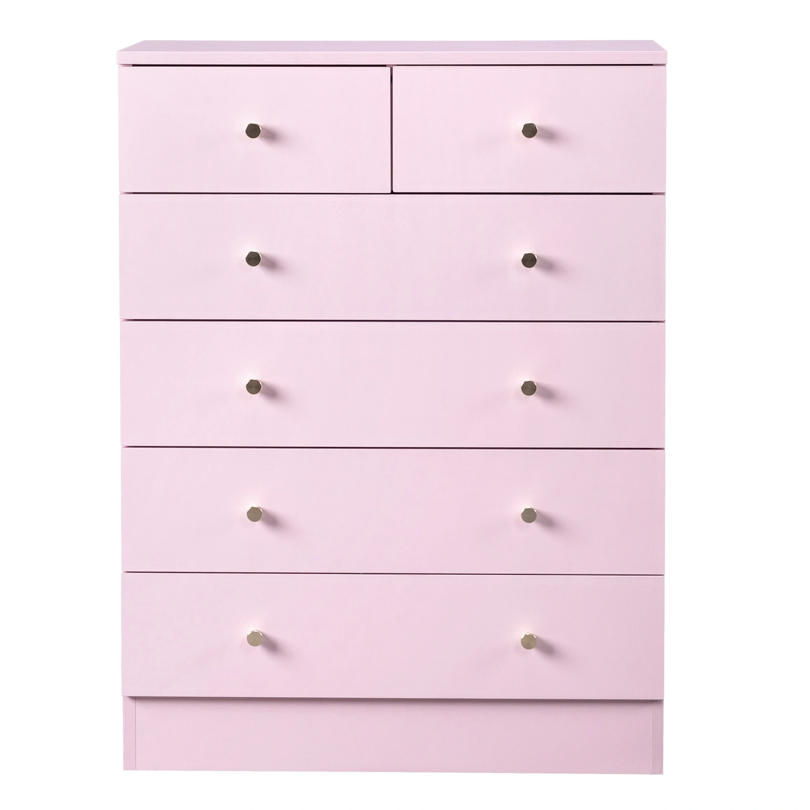 5-Tier 6-Drawer Cabinet with Matte Gold Handles Particleboard Melamine-Coated Storage Cabinet 25.98*12.99*35.04in Macaron Pink view 2