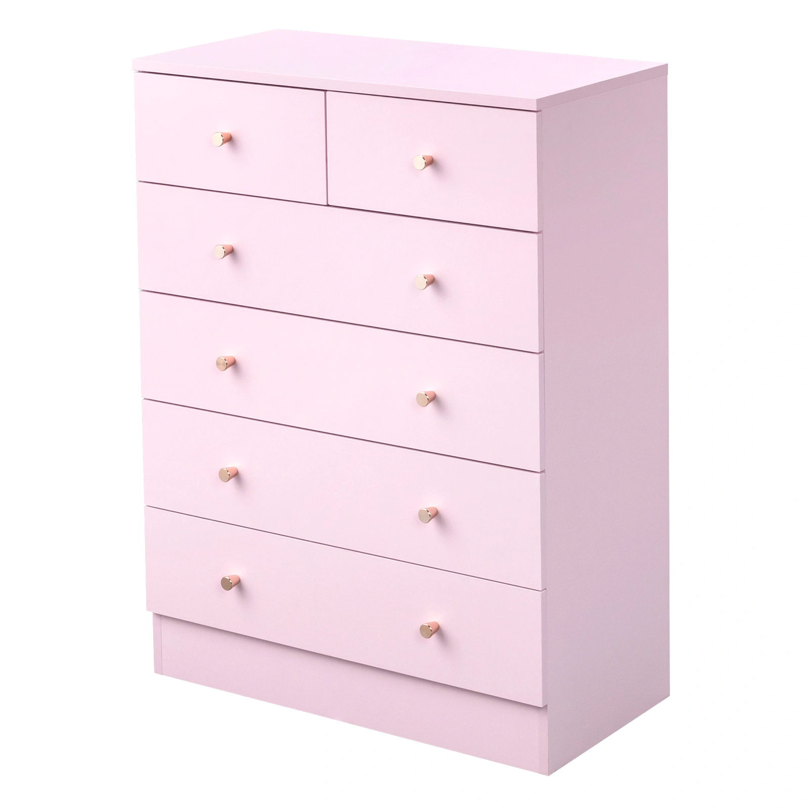 5-Tier 6-Drawer Cabinet with Matte Gold Handles Particleboard Melamine-Coated Storage Cabinet 25.98*12.99*35.04in Macaron Pink view 4