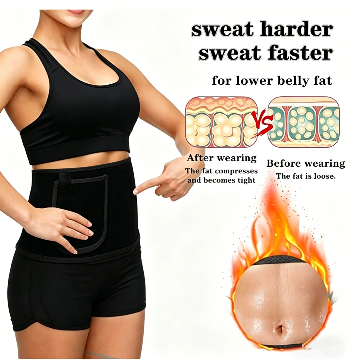 Waist Trainer Belt with Phone Pocket, Men Women Sweat Training Waist Cincher Workout Shaper, Black view 5