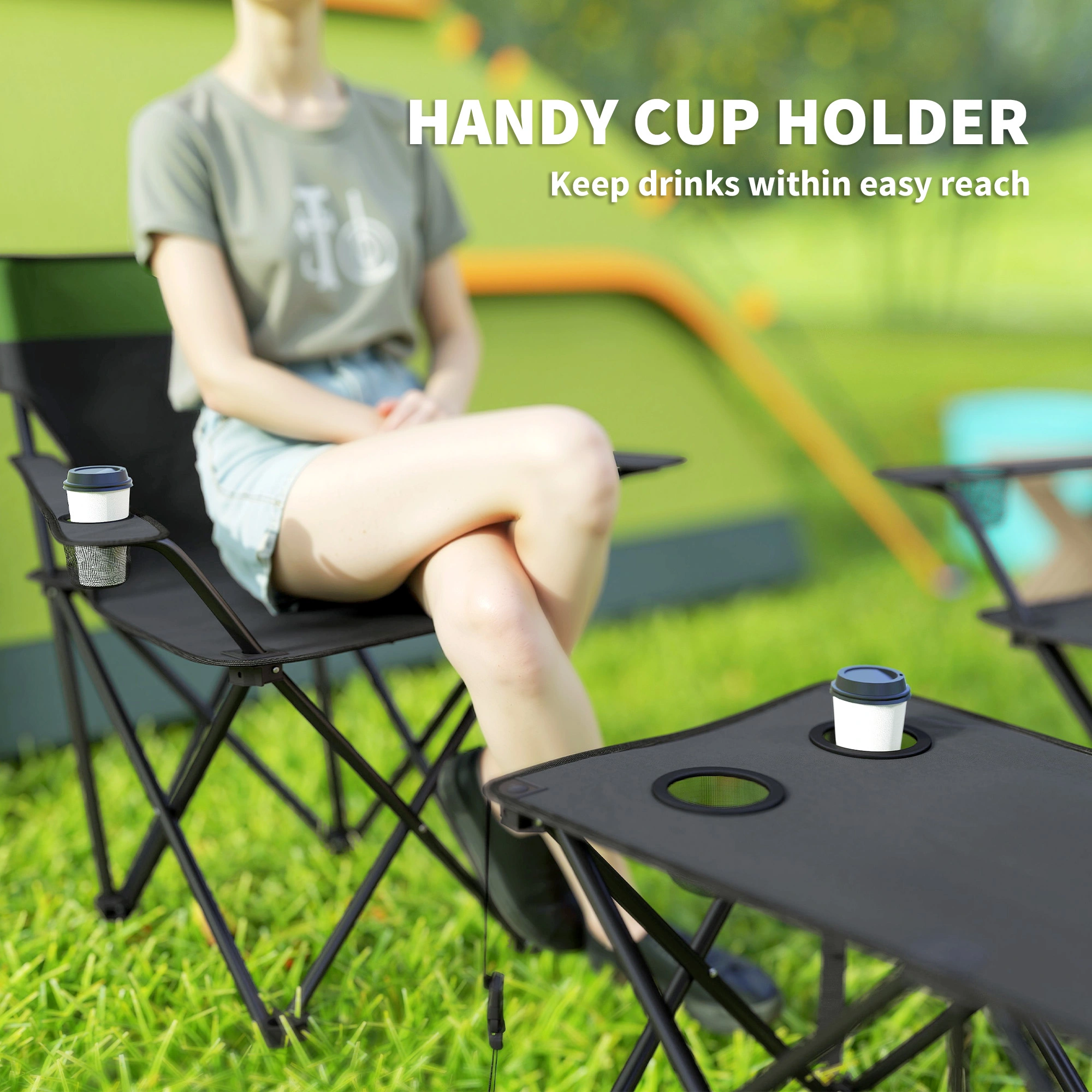 Picnic Table Set - Outdoor Folding Picnic Table with 4 Bench Seats for Park Garden Camping Party view 4