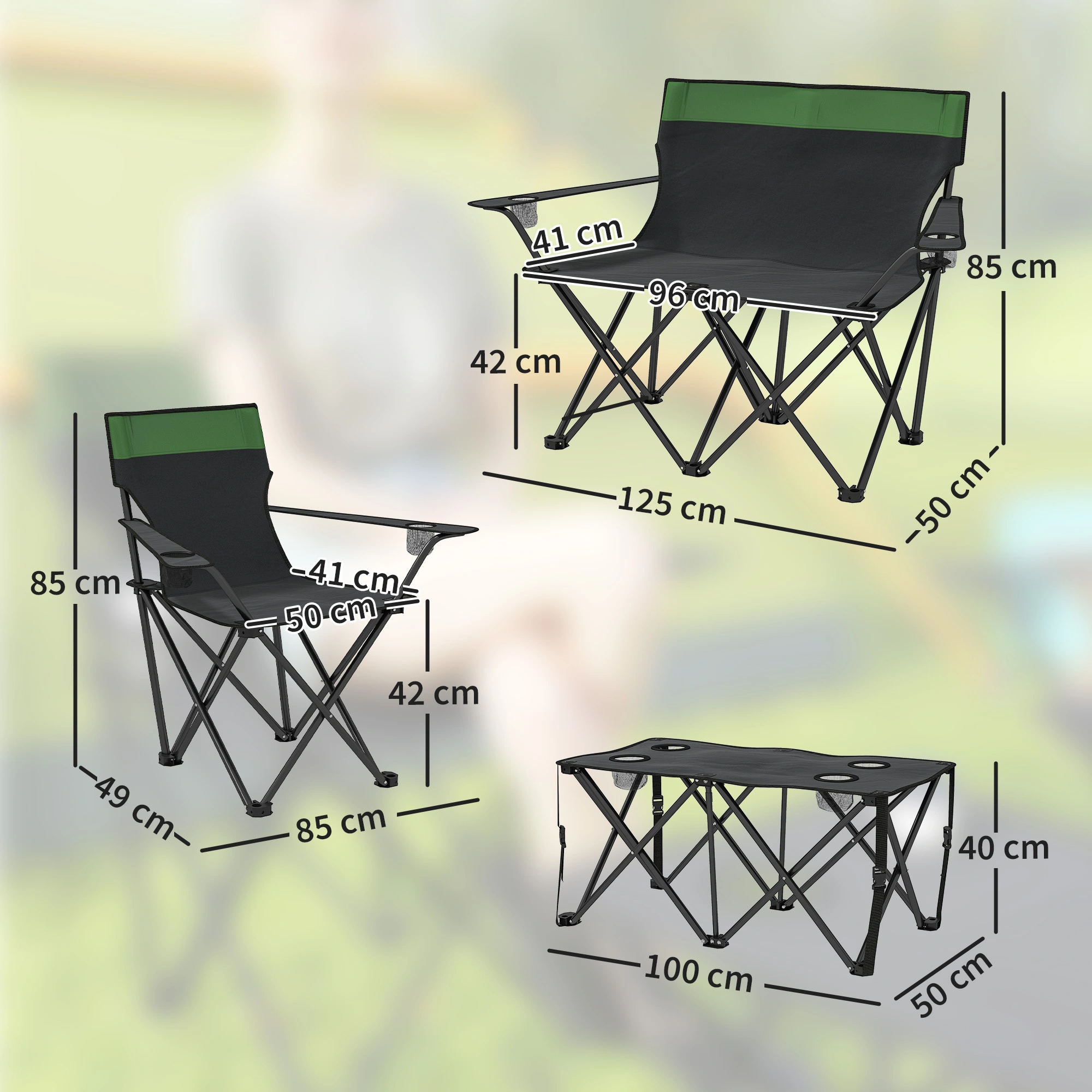 Picnic Table Set - Outdoor Folding Picnic Table with 4 Bench Seats for Park Garden Camping Party view 5