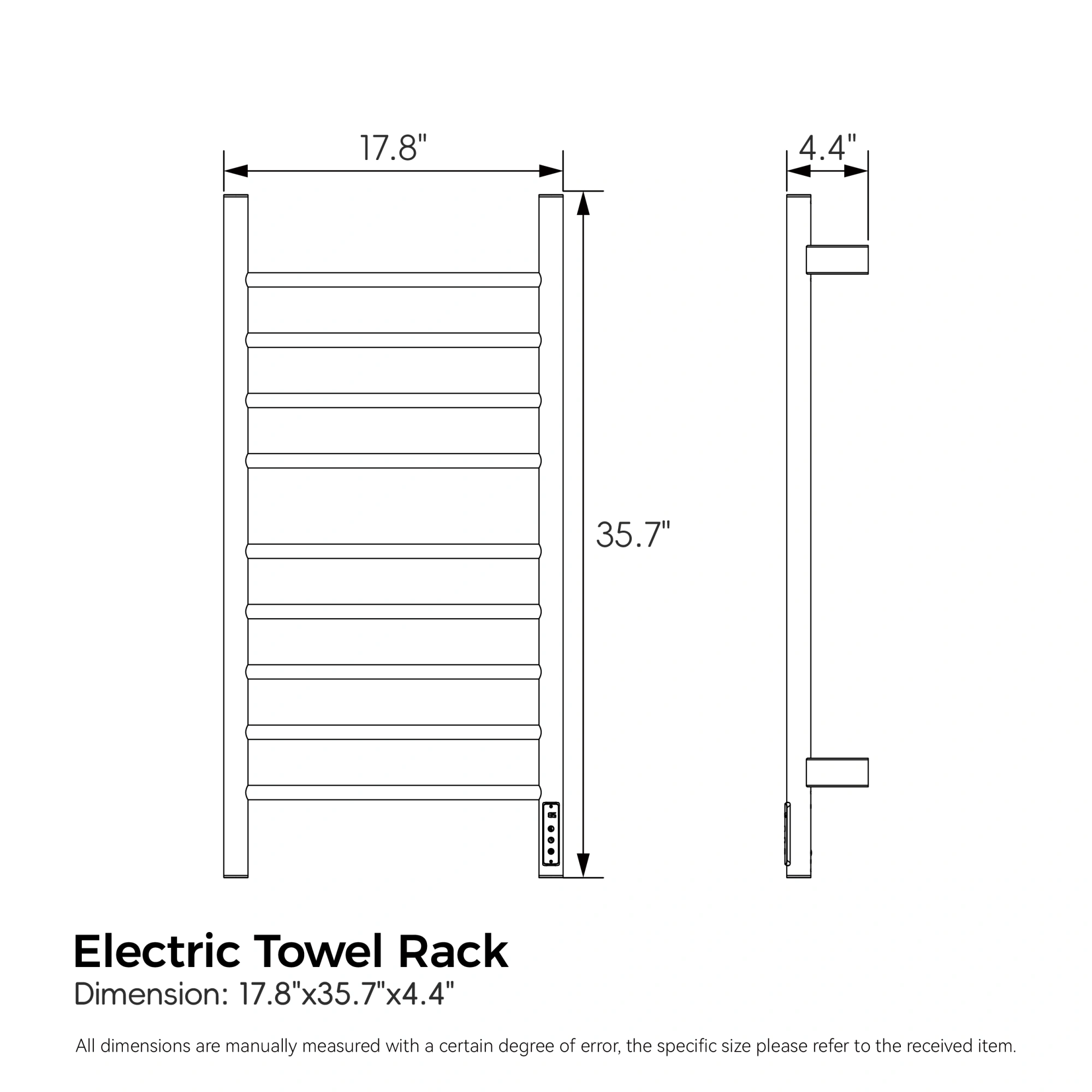 Brushed Gold Heated Towel Rack for Bathroom,Wall Mounted with Intelligent Touch Screen Timer, 9-Bar Towel Warmer, 304 Stainless Steel Polished, Plug-in/Hard-Wired[Unable ship on weekends, TK/TEMU only for pickup, only TX10643 warehouse supports GOFO] view 2