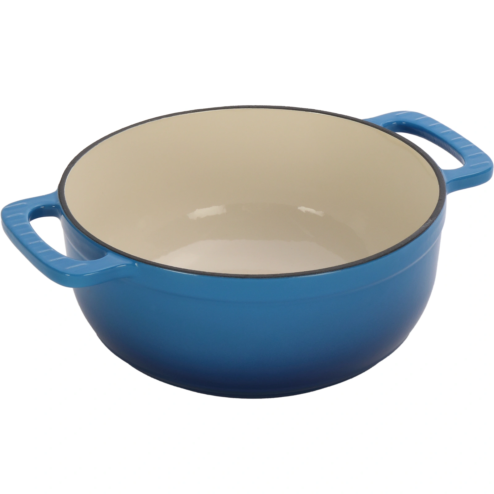 Cast iron 7.5QT cooking pot set - Gradient blue color - Includes two silicone gloves - Enamel pot view 2