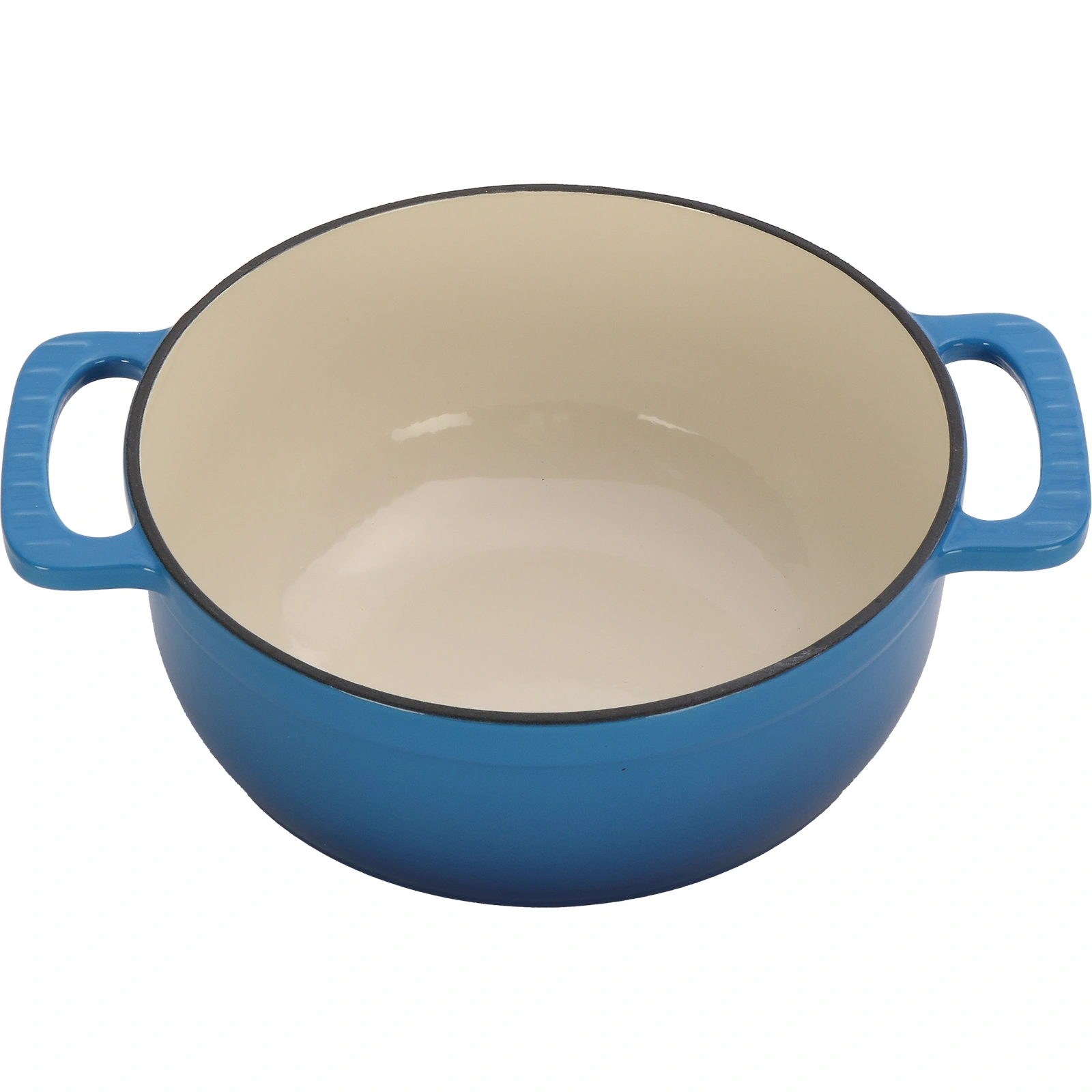 Cast iron 7.5QT cooking pot set - Gradient blue color - Includes two silicone gloves - Enamel pot view 3