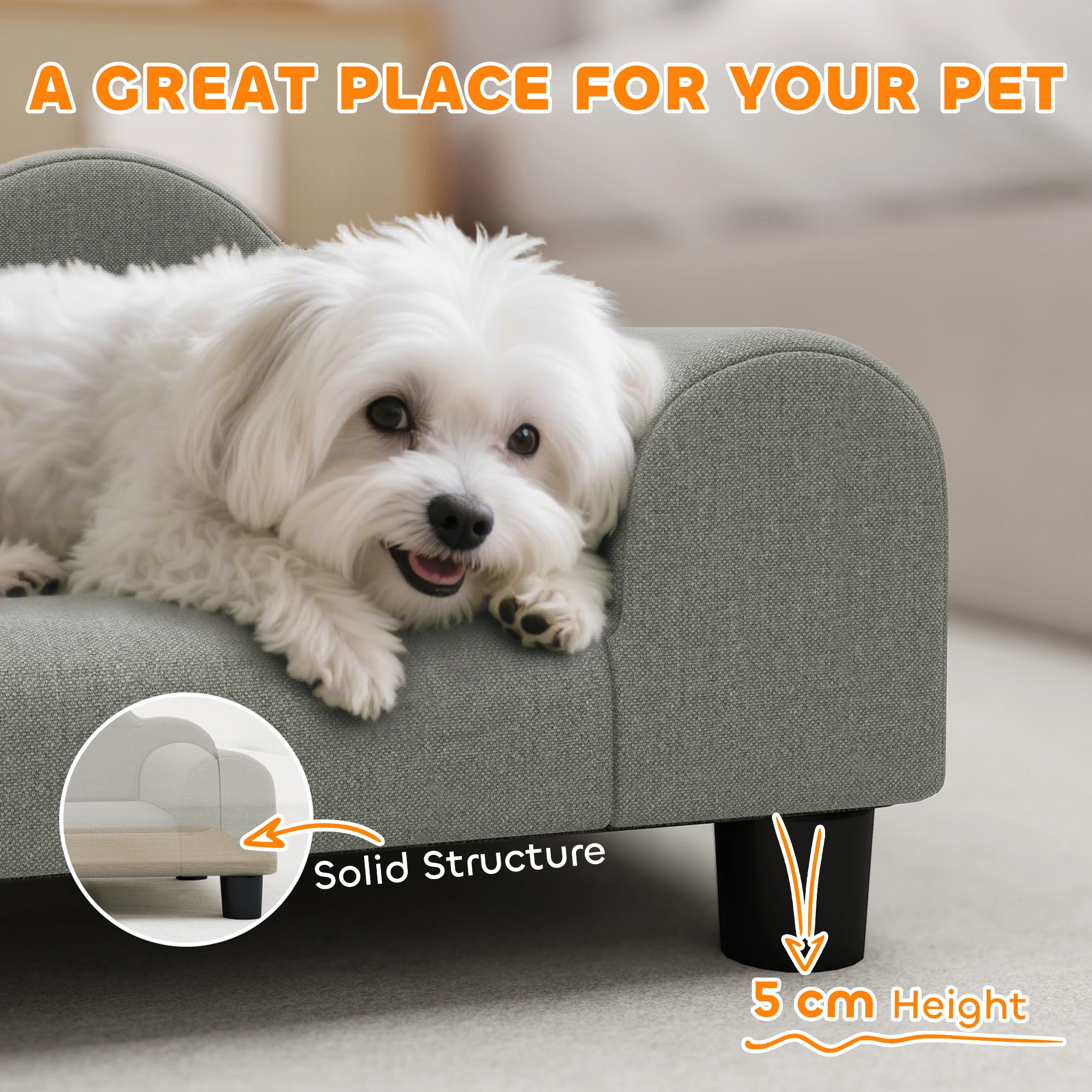 Luxury Dog Bed Pet Sofa Cushion, Soft Calming Orthopedic Pet Bed for Small Medium Large Dogs view 4