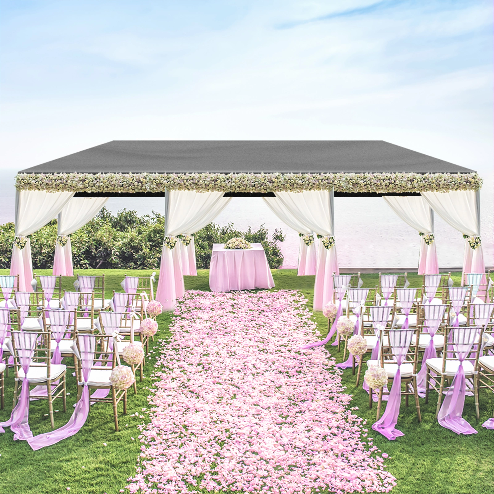 10'x30' Outdoor Party Tent with 8 Removable Sidewalls, Waterproof Canopy Patio Wedding Gazebo Black view 13