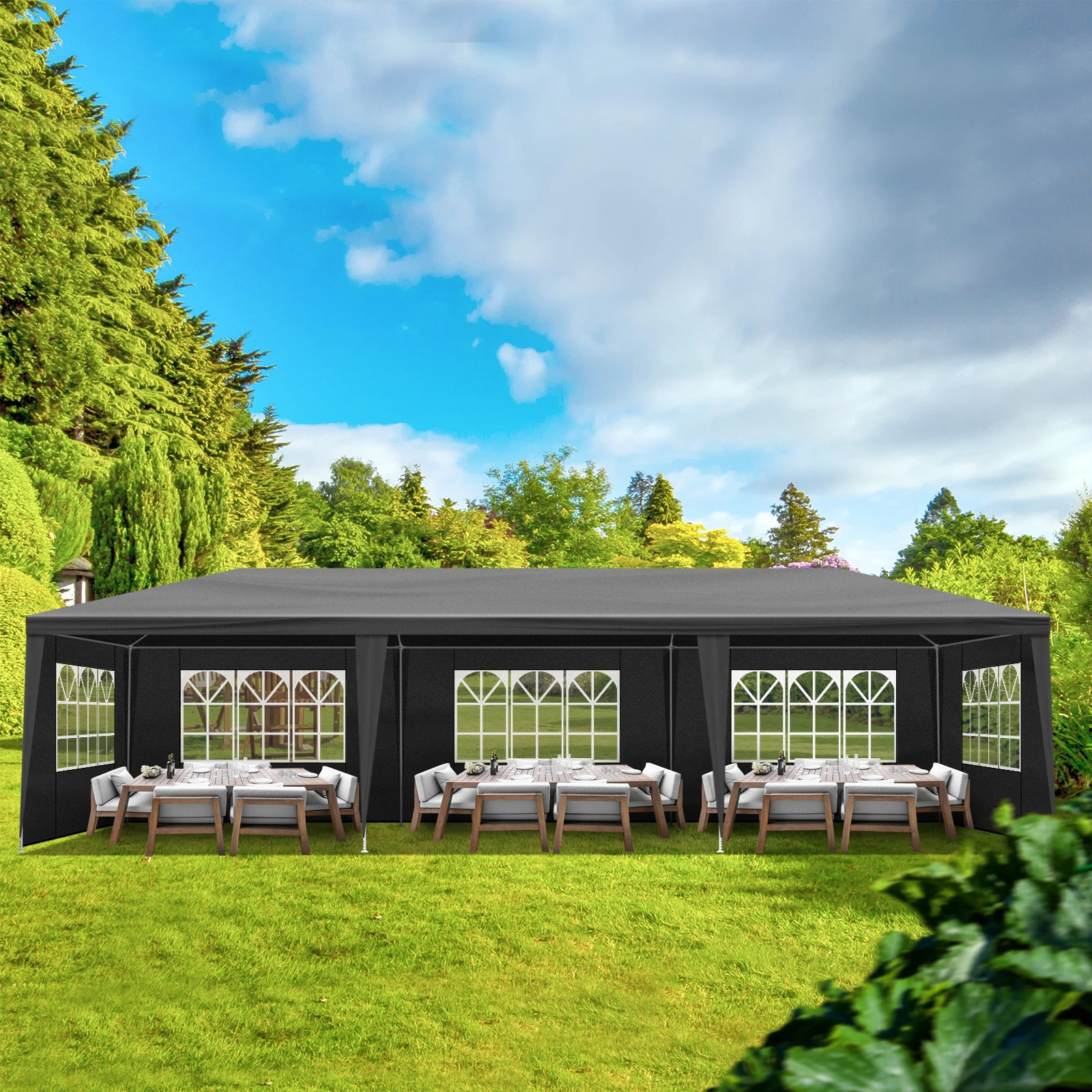 10'x30' Outdoor Party Tent with 8 Removable Sidewalls, Waterproof Canopy Patio Wedding Gazebo Black view 17