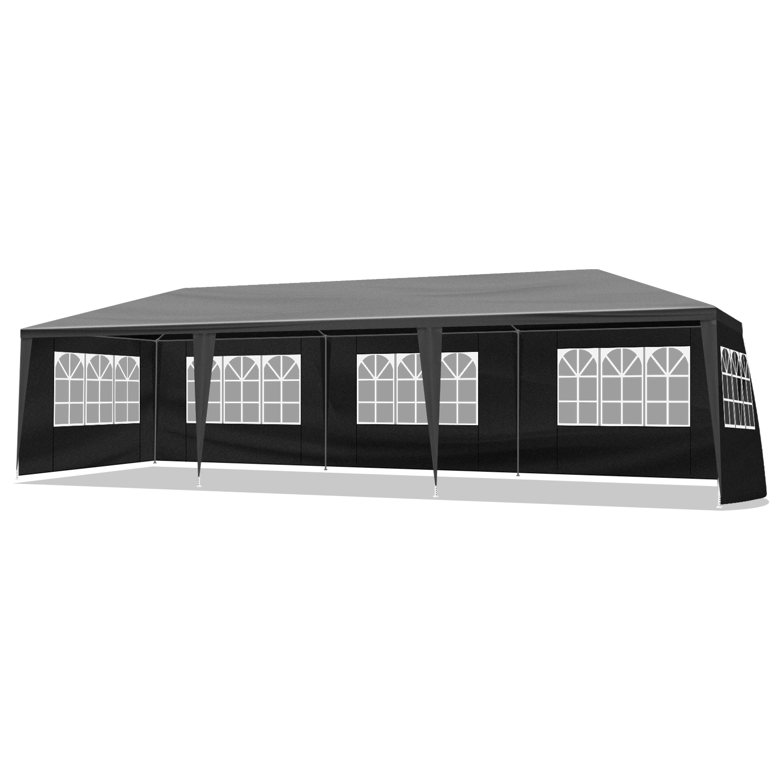 10'x30' Outdoor Party Tent with 8 Removable Sidewalls, Waterproof Canopy Patio Wedding Gazebo Black view 7