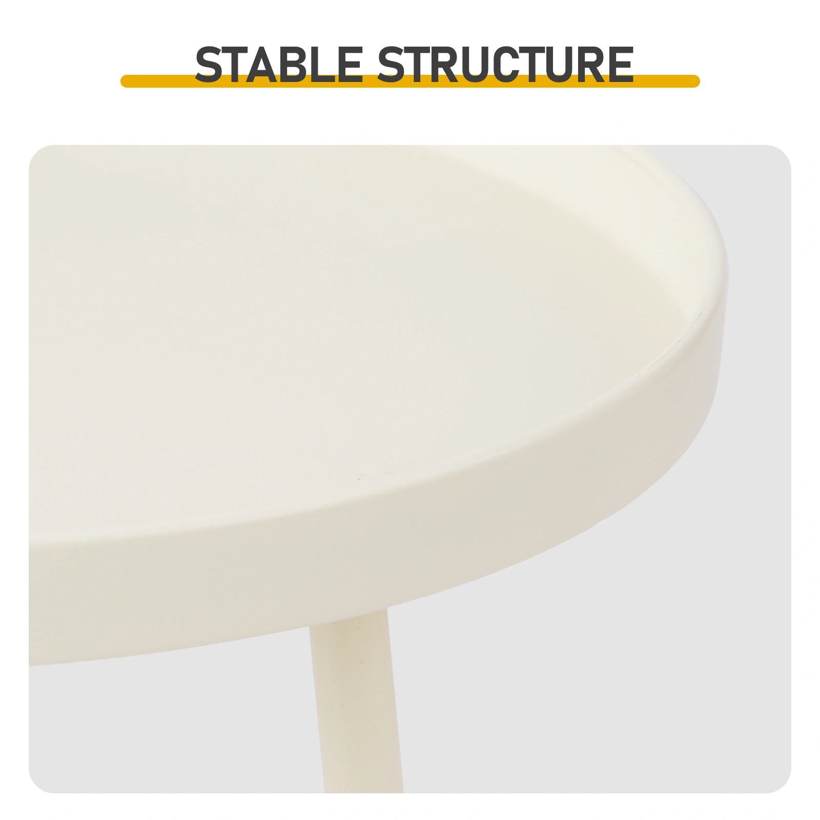 Patio Small Side Table, Round 2 Tier End Table, Metal Round Coffee Table for Indoor Outdoor, Cream White view 2