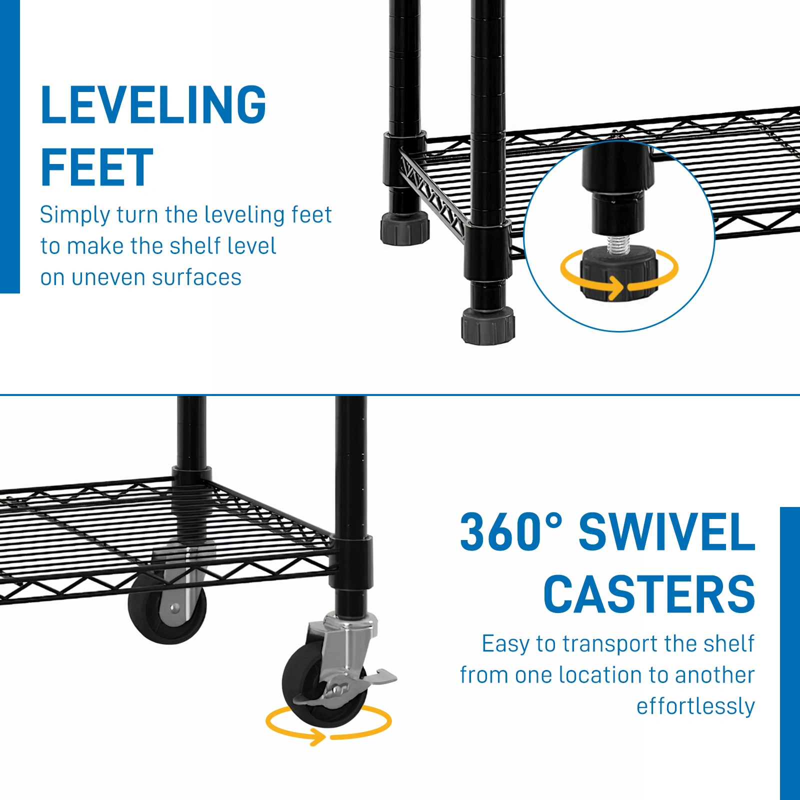 6-Tier disassembly and free assembly NSF-Certified Steel Wire Shelving with Wheels view 12
